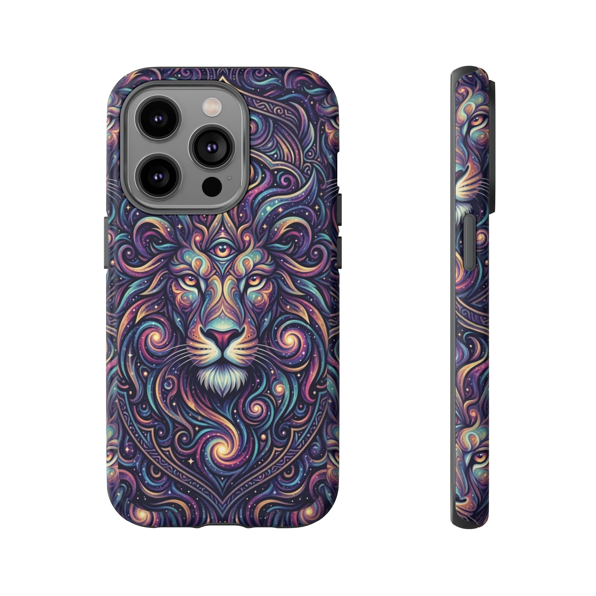 Lion Mandala Phone Case — Psychedelic Swirl Protective Cover