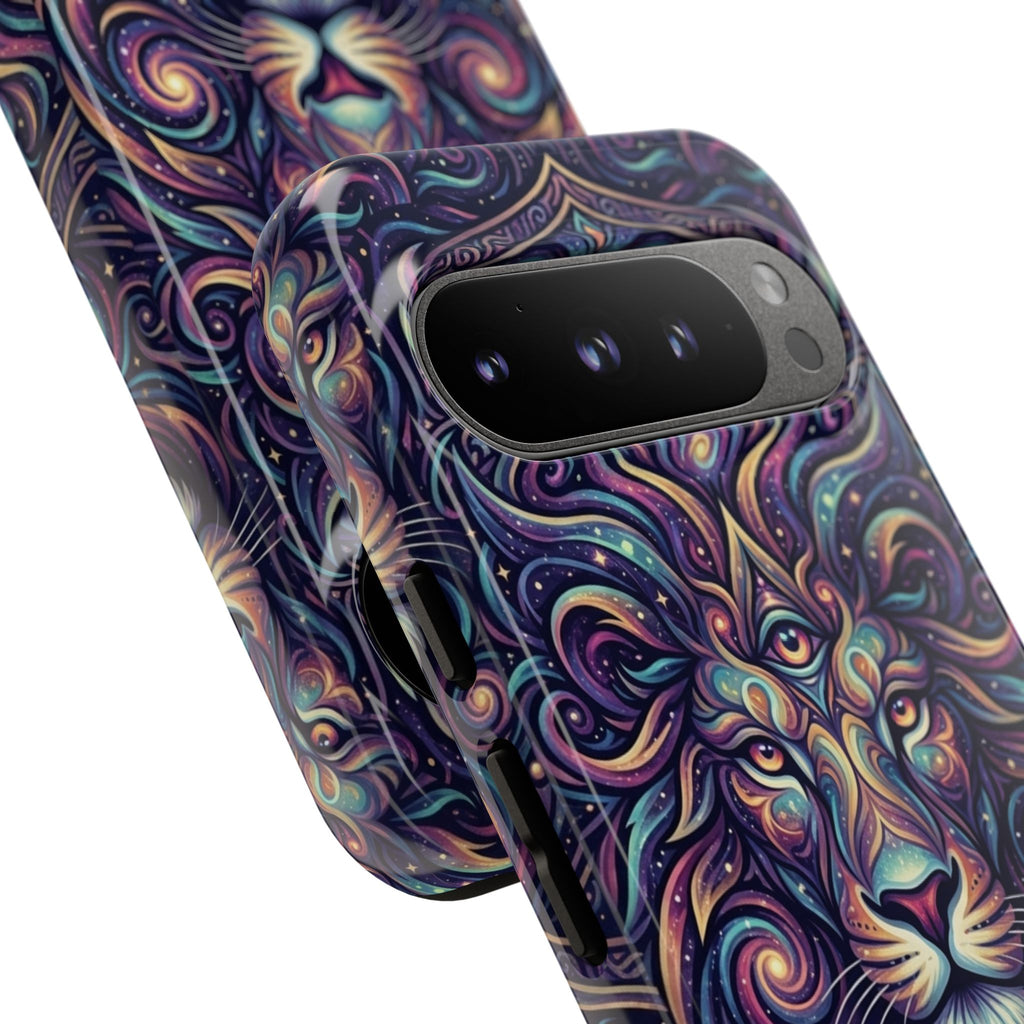 Lion Mandala Phone Case — Psychedelic Swirl Protective Cover