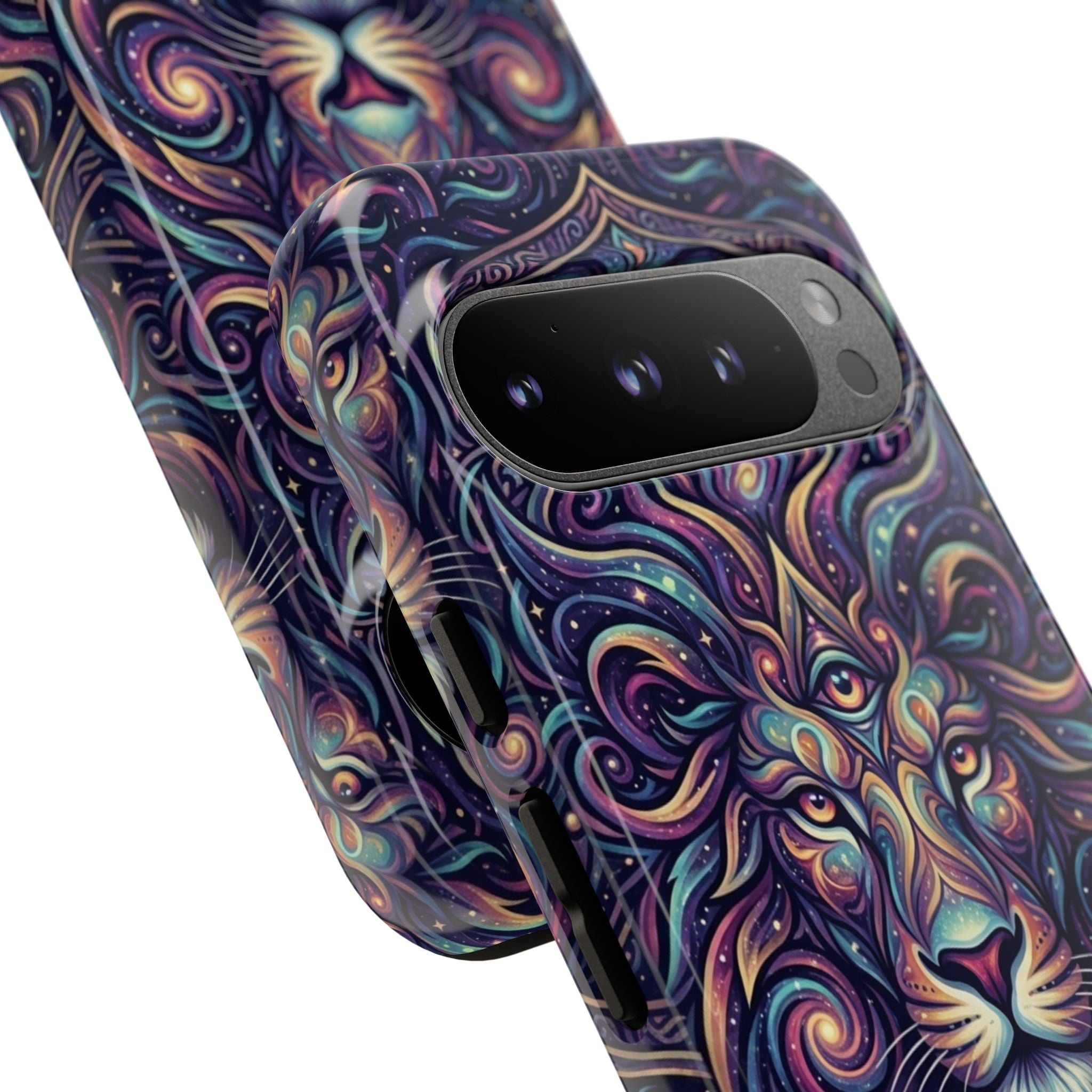 Lion Mandala Phone Case — Psychedelic Swirl Protective Cover