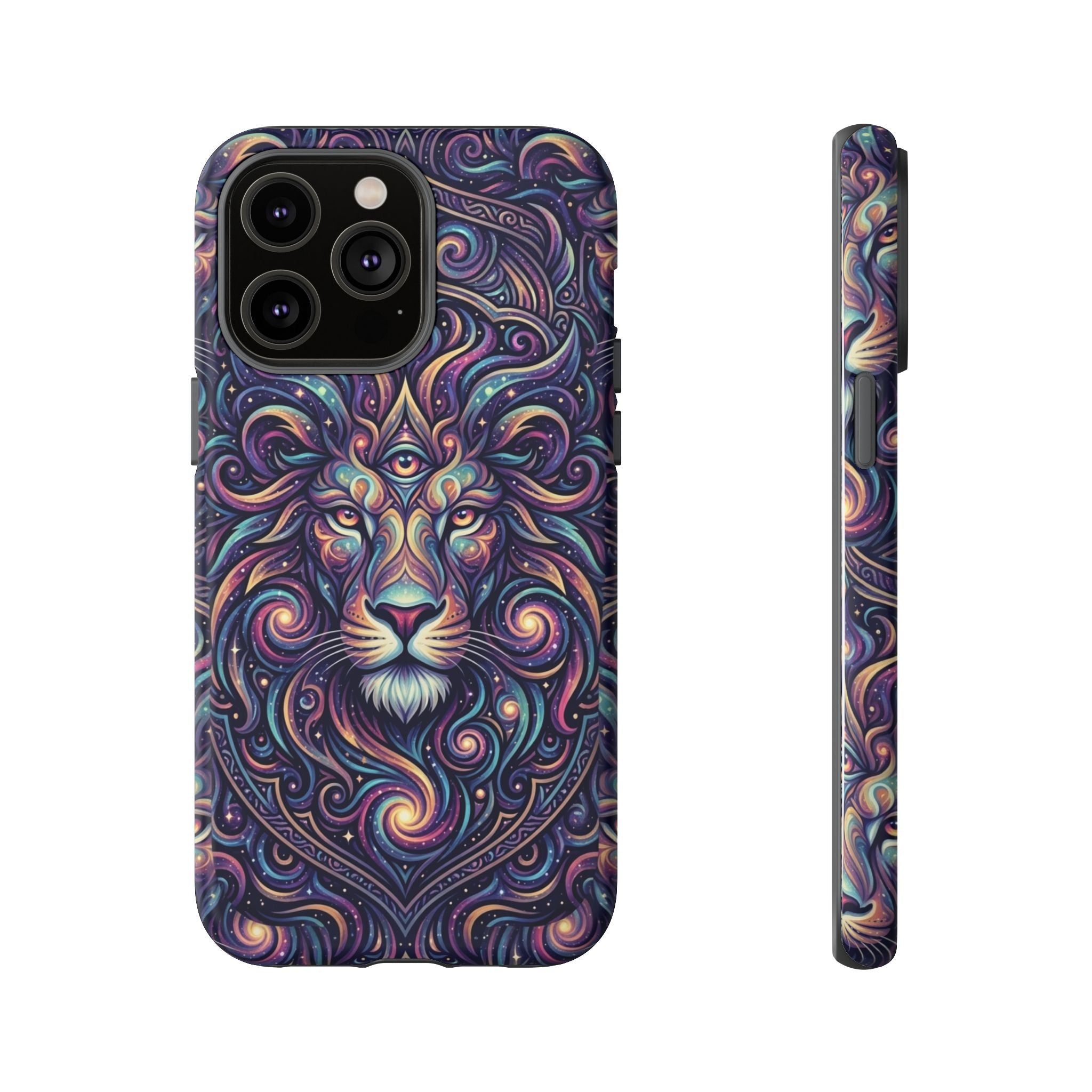 Lion Mandala Phone Case — Psychedelic Swirl Protective Cover
