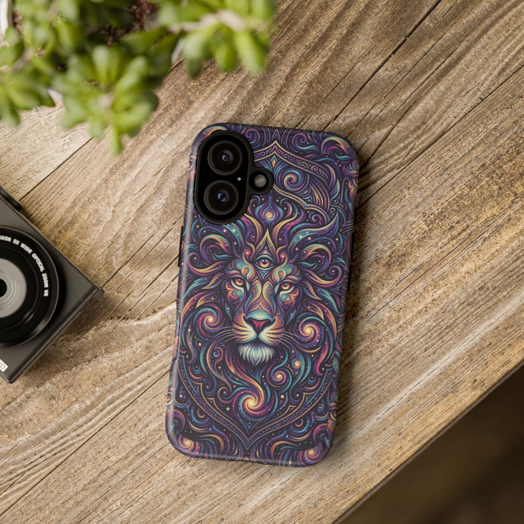 Lion Mandala Phone Case — Psychedelic Swirl Protective Cover