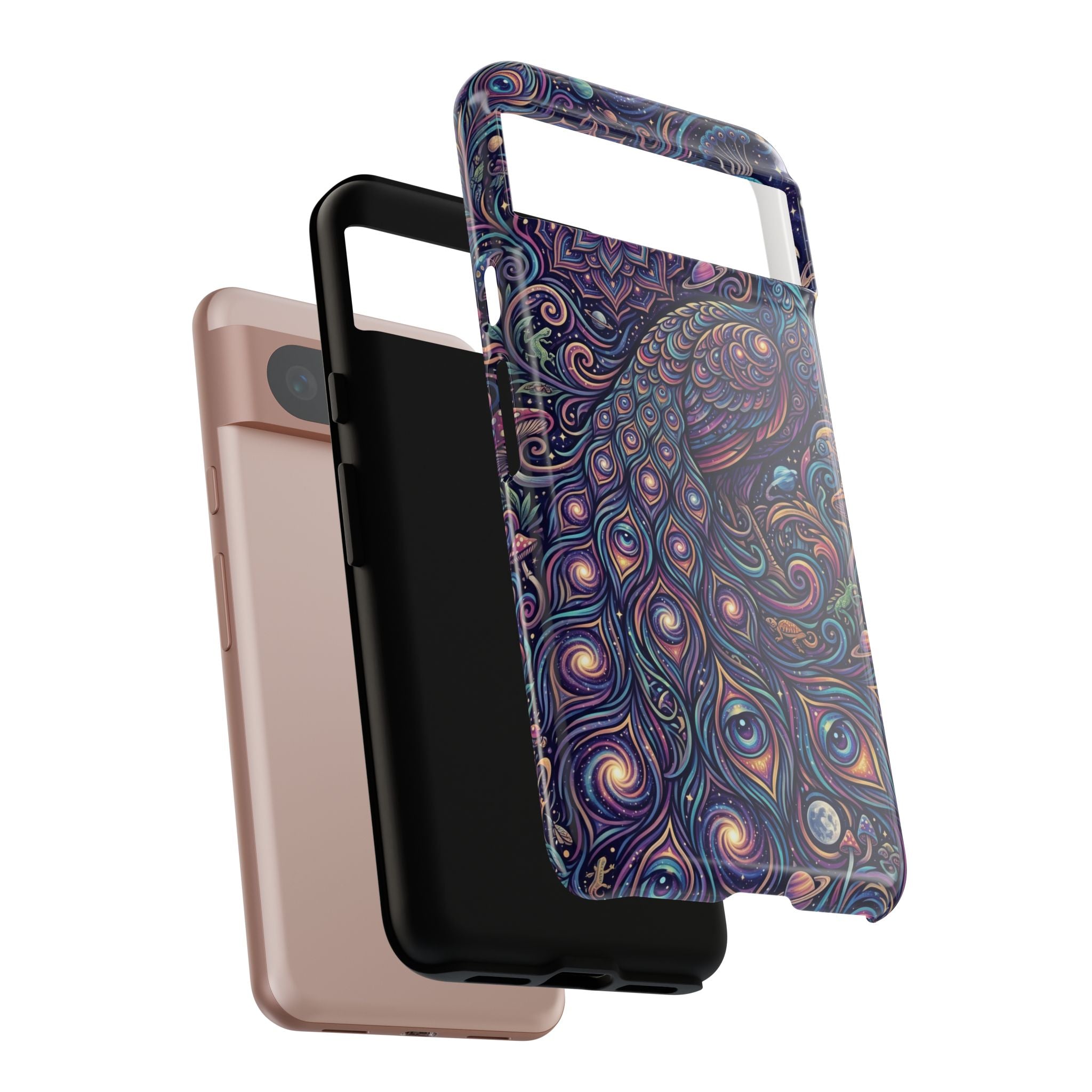 Peacock Mandala Phone Case — Protective Tough Case with Mystic Boho Design