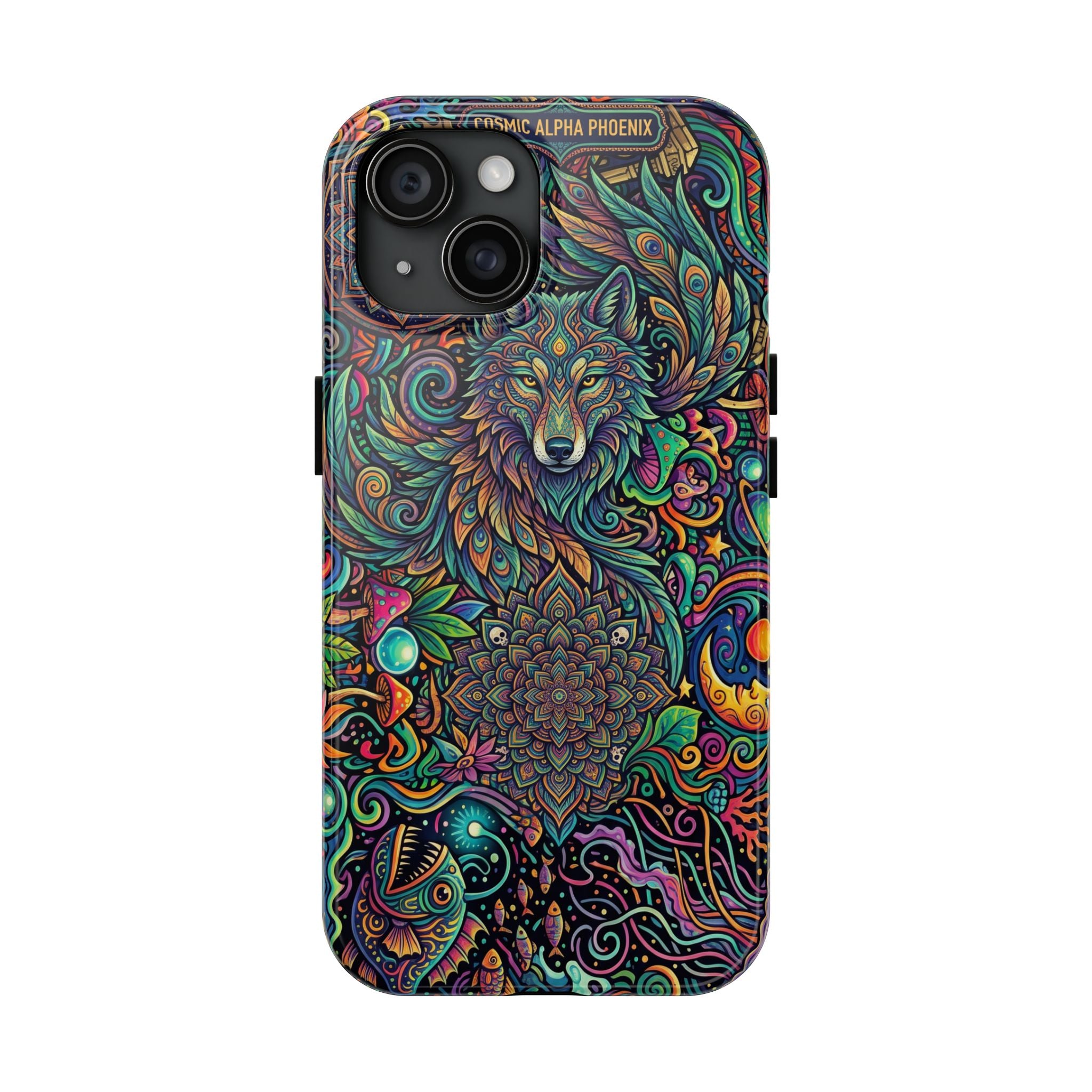 Wolf Mandala Tough Phone Case — Boho Psychedelic Protective Phone Cover
