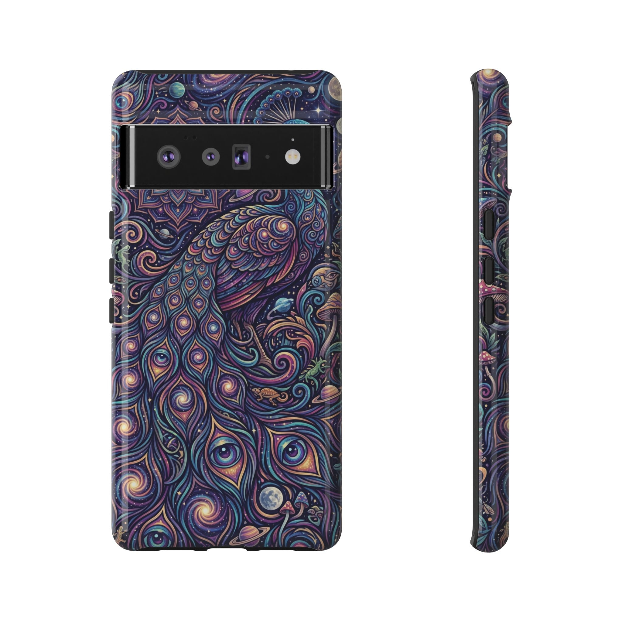 Peacock Mandala Phone Case — Protective Tough Case with Mystic Boho Design