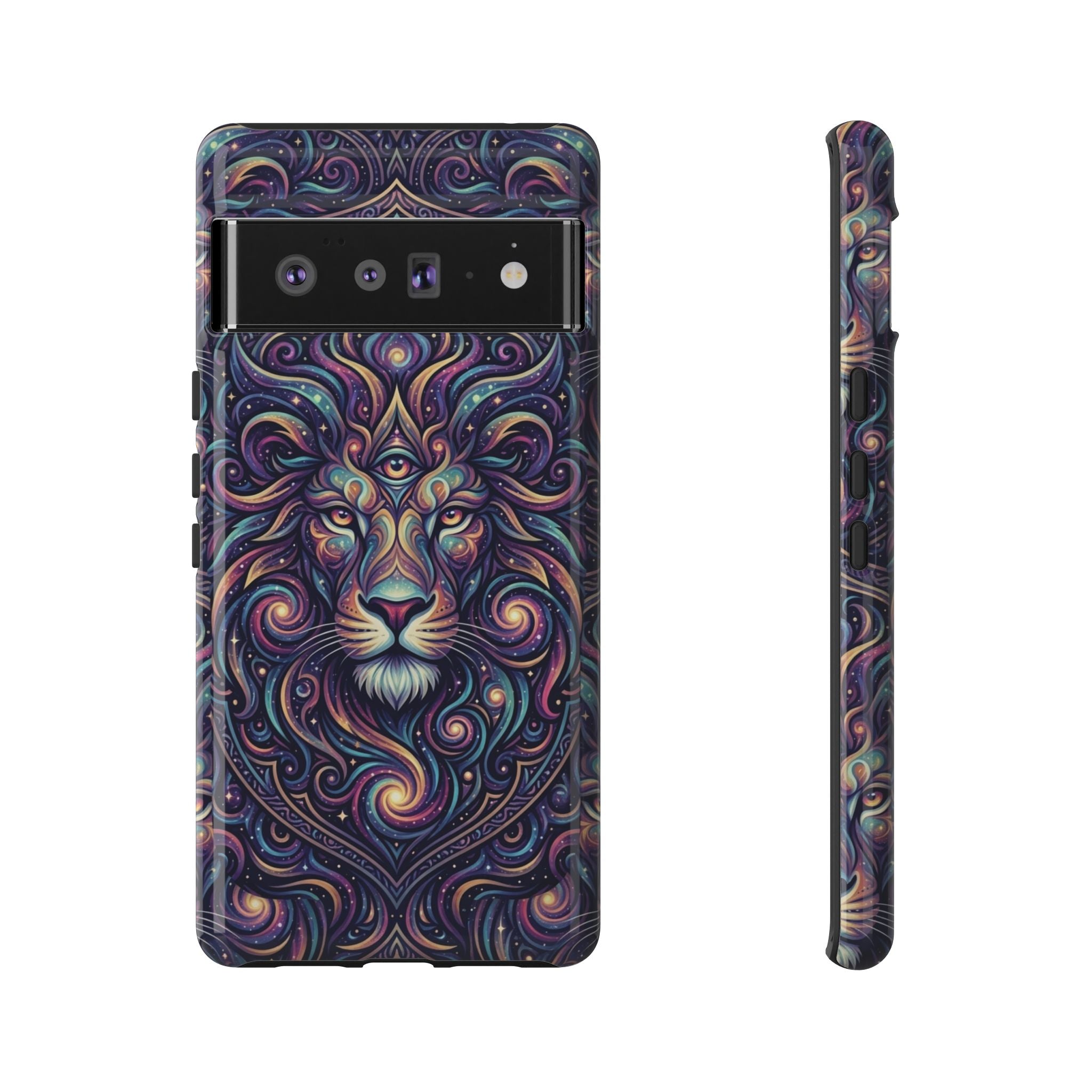 Lion Mandala Phone Case — Psychedelic Swirl Protective Cover