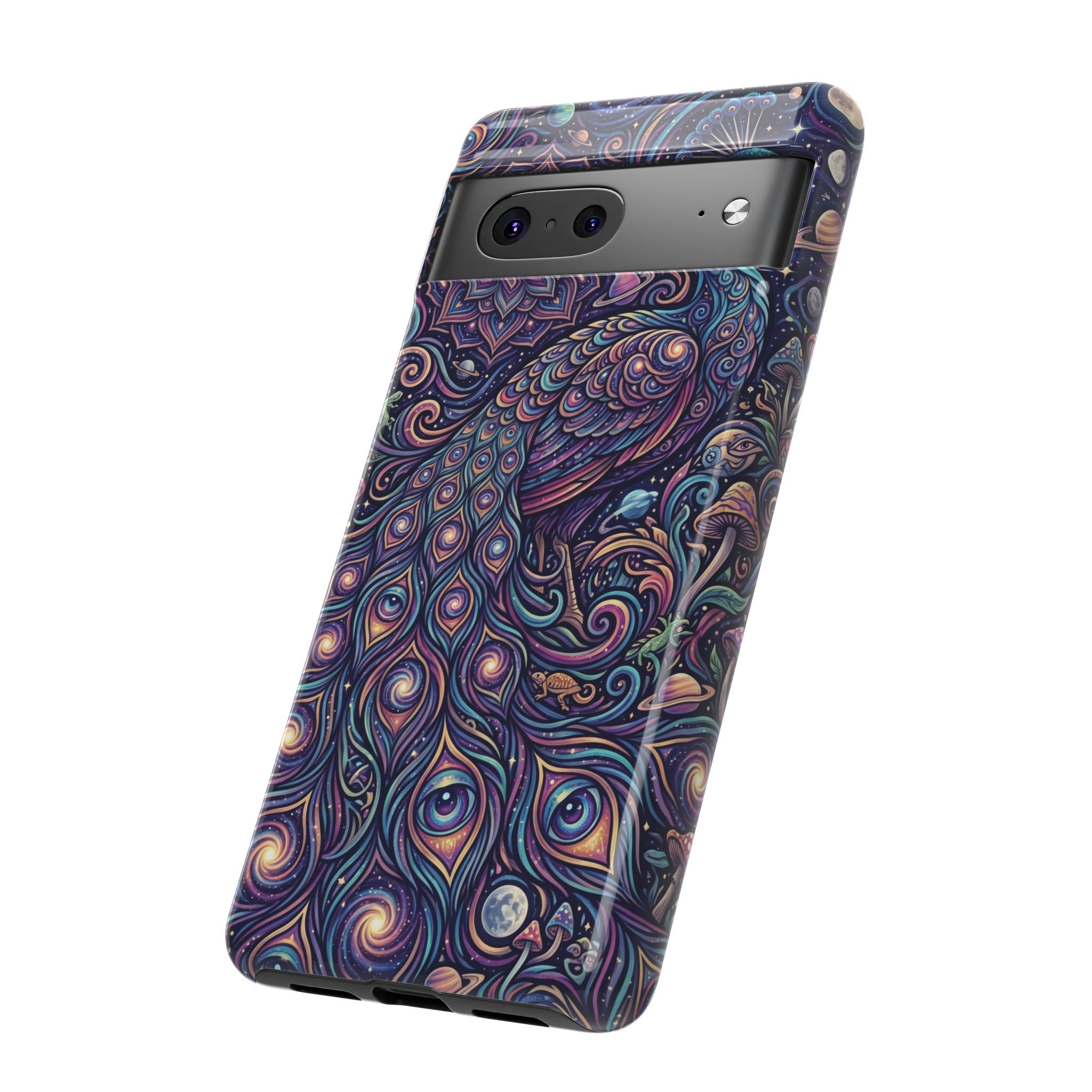 Peacock Mandala Phone Case — Protective Tough Case with Mystic Boho Design