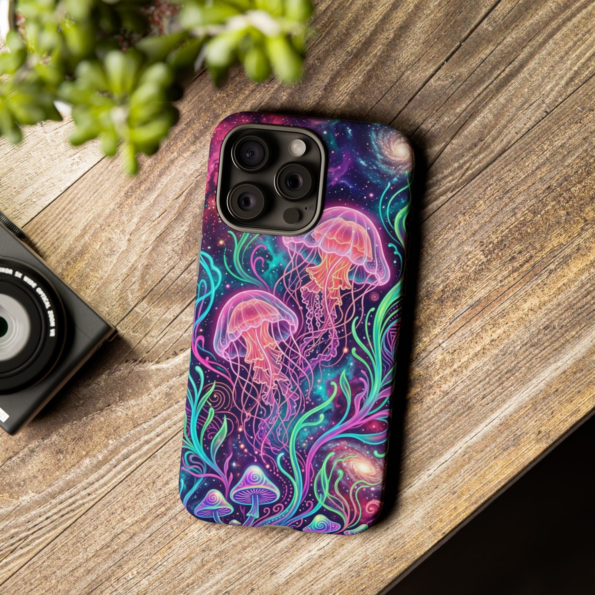 Jellyfish Galaxy Phone Case – Neon Sea Mushroom Tough Case