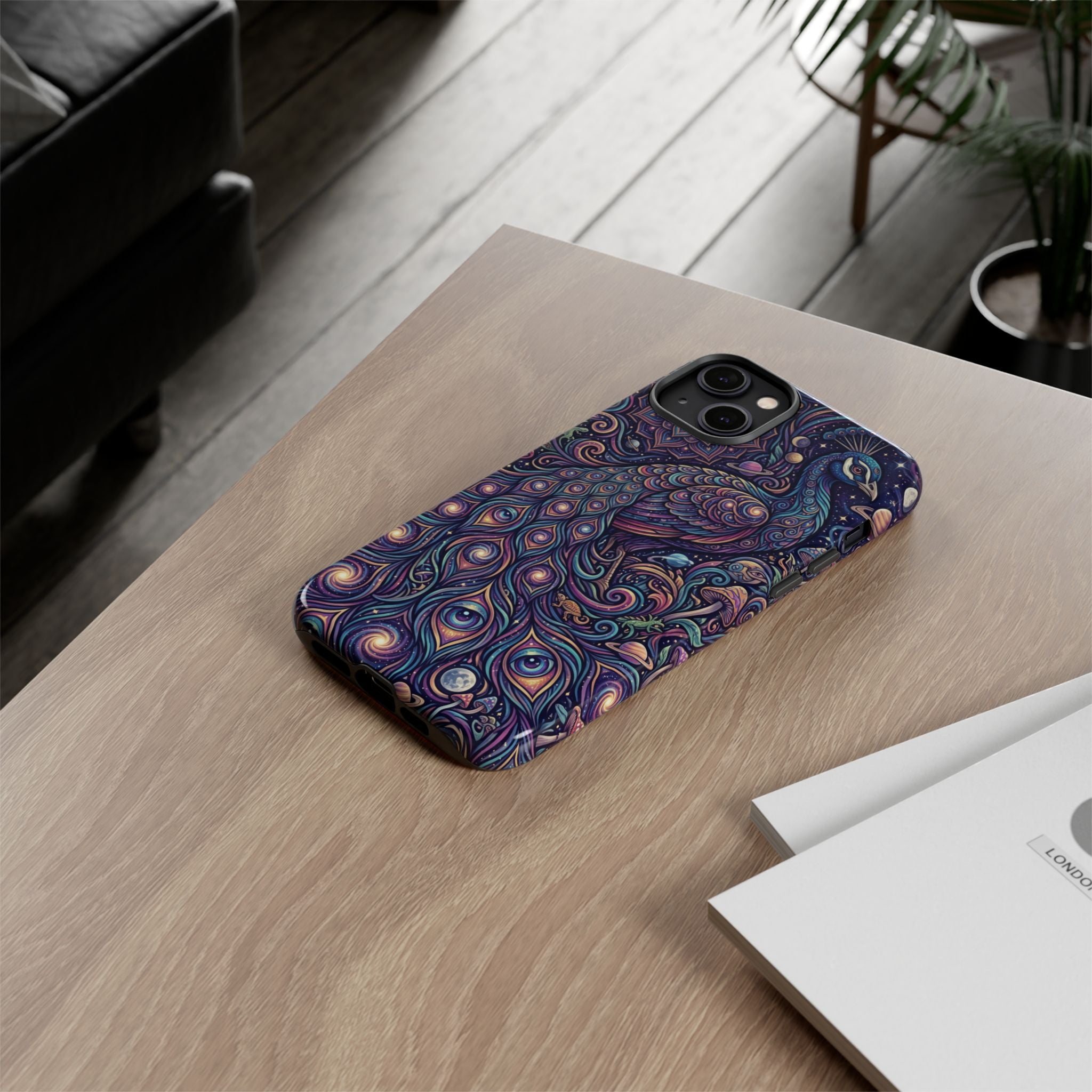 Peacock Mandala Phone Case — Protective Tough Case with Mystic Boho Design