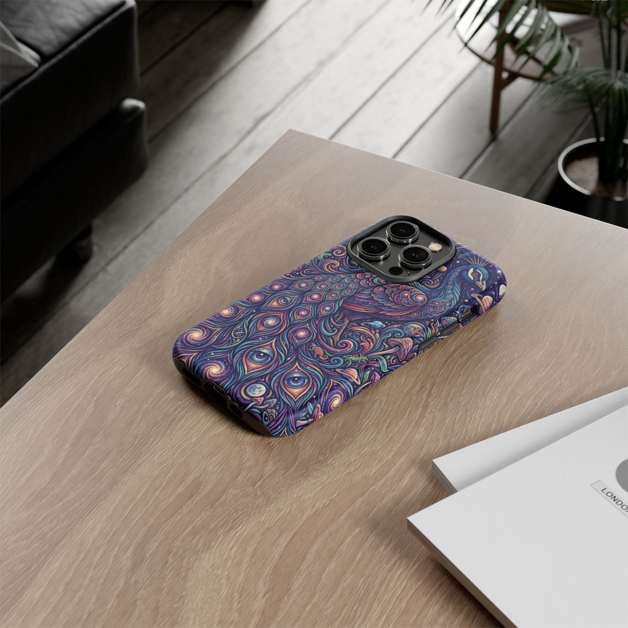 Peacock Mandala Phone Case — Protective Tough Case with Mystic Boho Design
