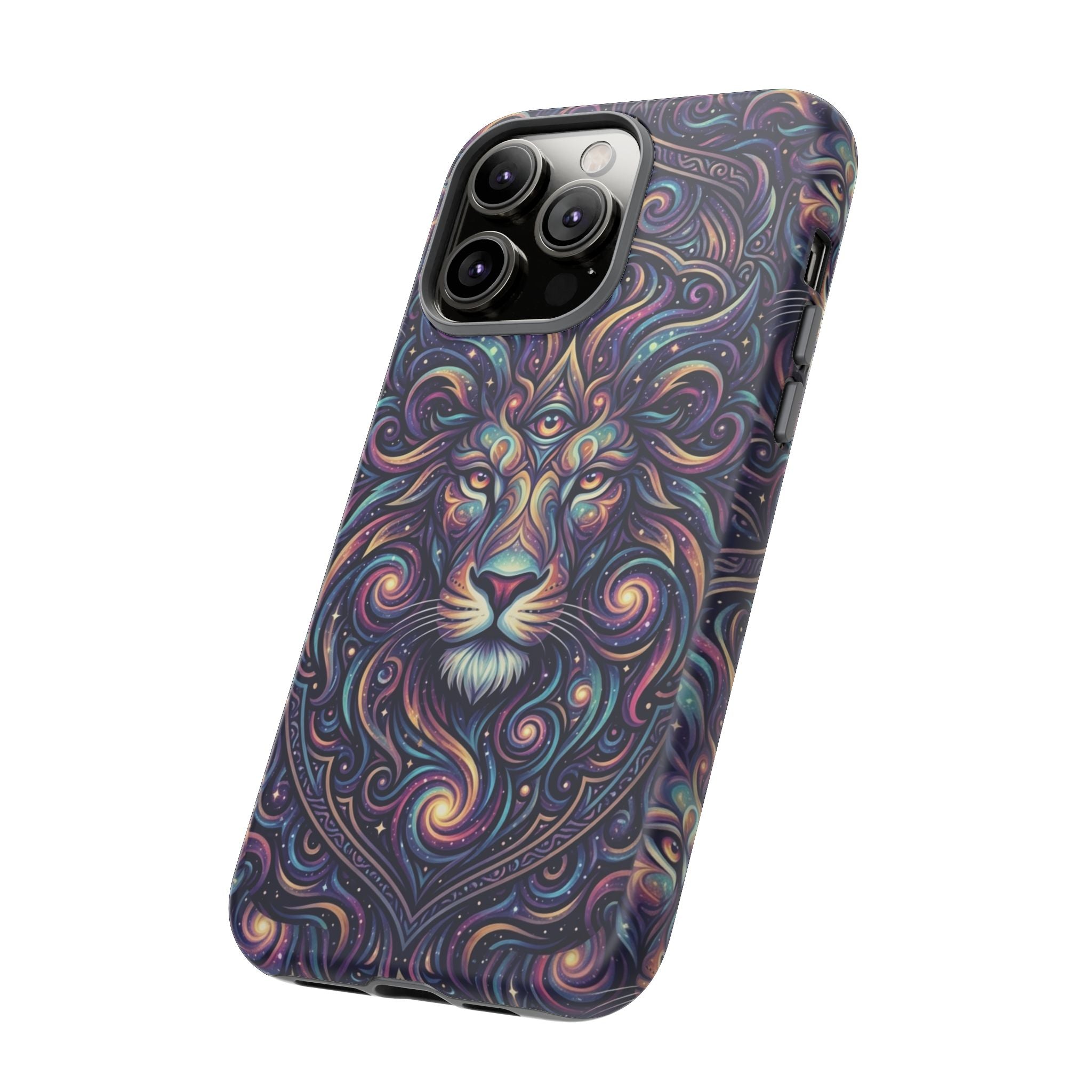 Lion Mandala Phone Case — Psychedelic Swirl Protective Cover
