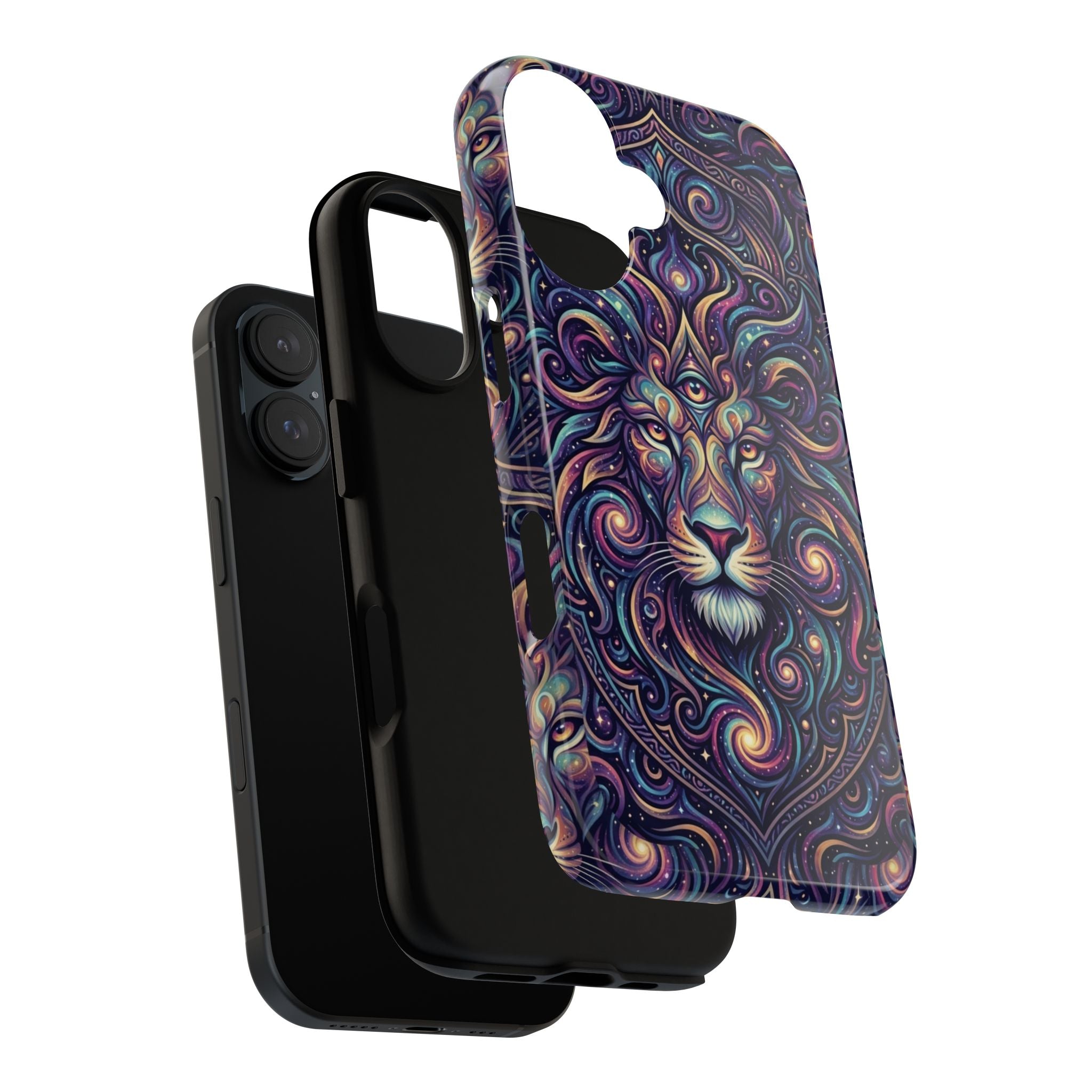 Lion Mandala Phone Case — Psychedelic Swirl Protective Cover