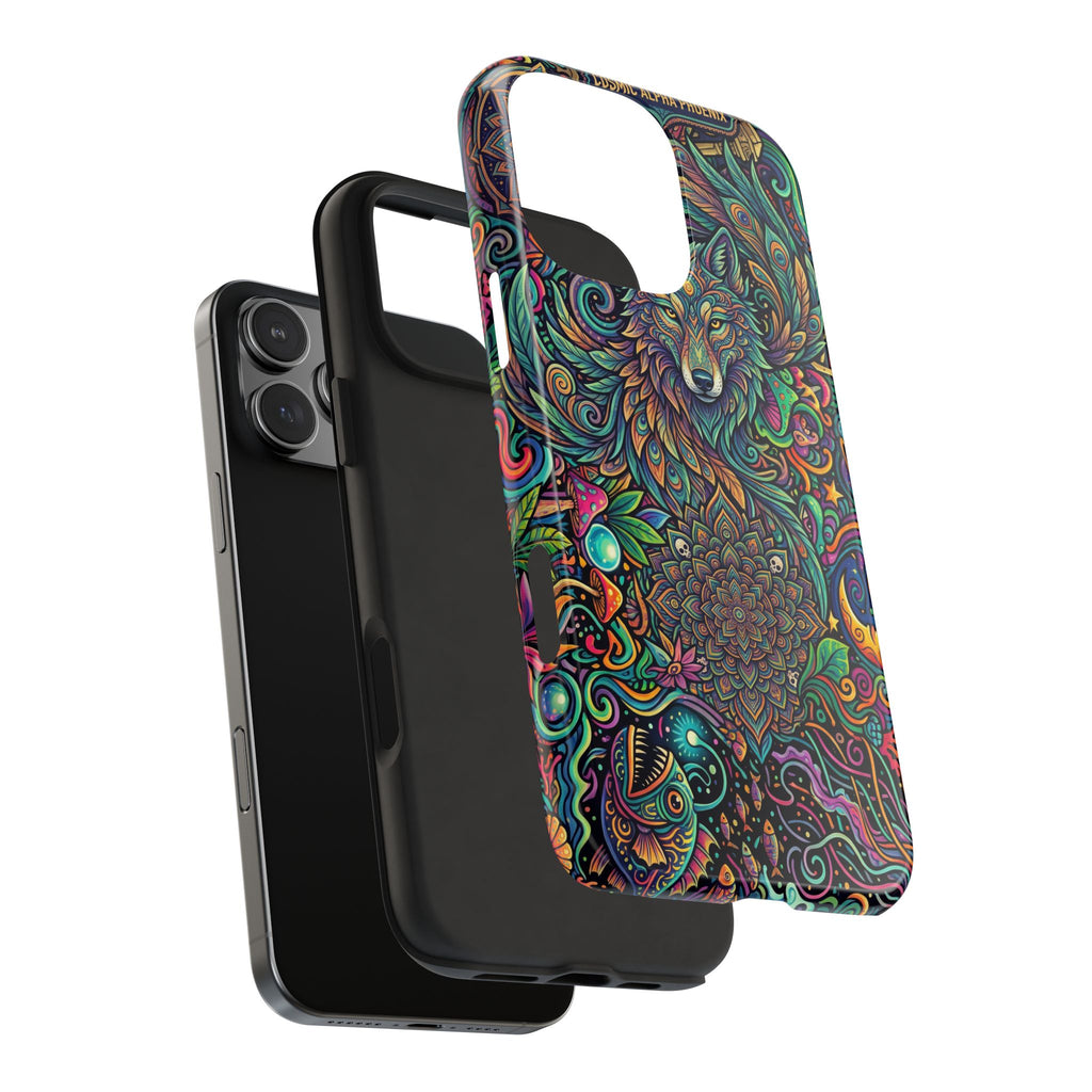 Wolf Mandala Tough Phone Case — Boho Psychedelic Protective Phone Cover