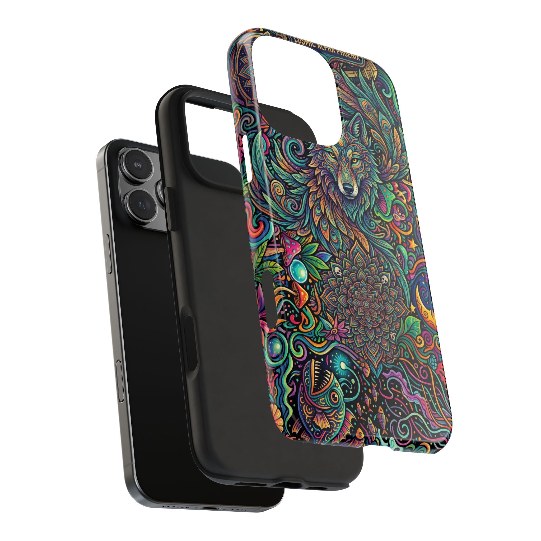 Wolf Mandala Tough Phone Case — Boho Psychedelic Protective Phone Cover