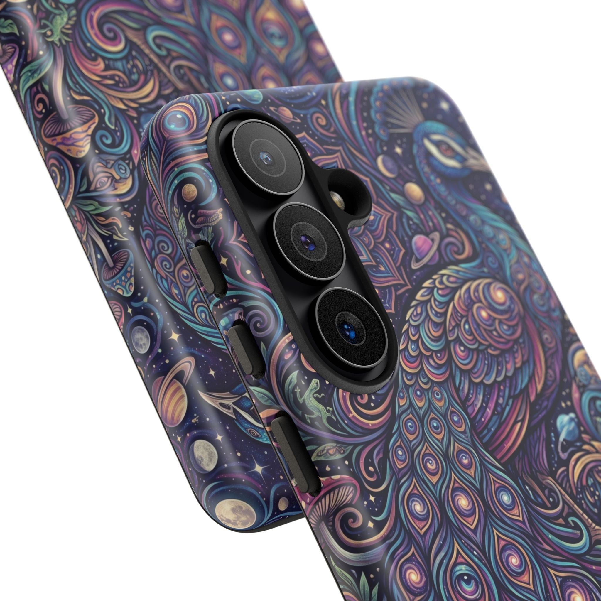 Peacock Mandala Phone Case — Protective Tough Case with Mystic Boho Design