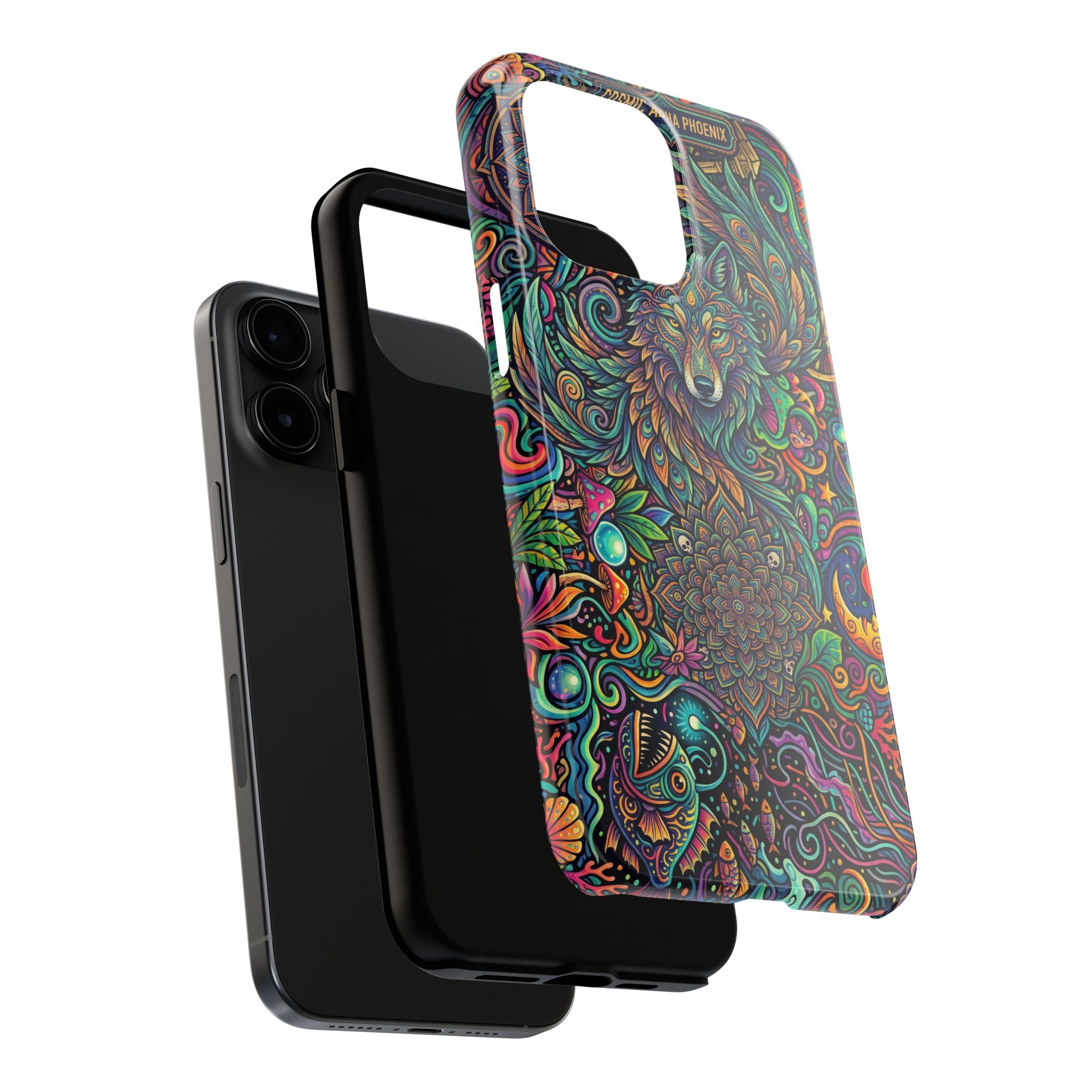Wolf Mandala Tough Phone Case — Boho Psychedelic Protective Phone Cover