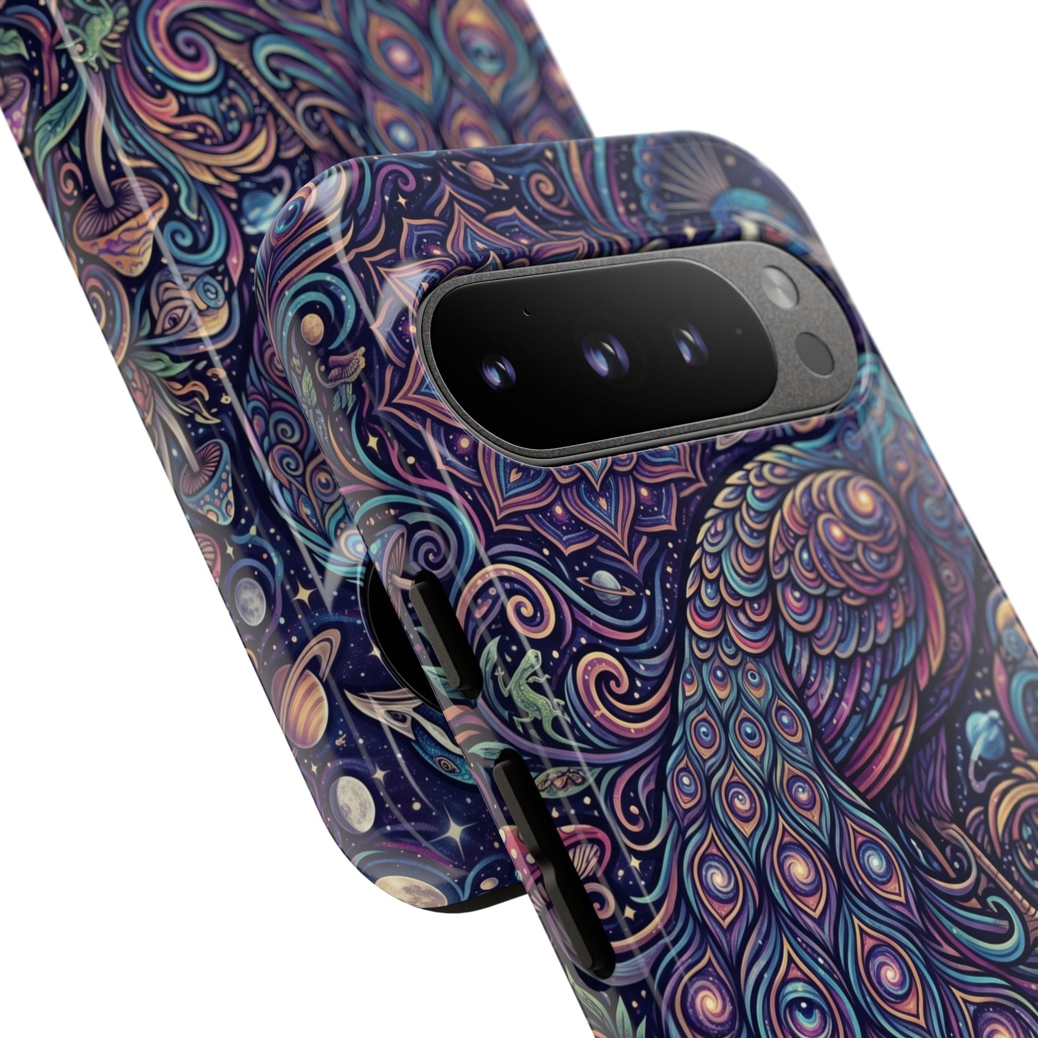 Peacock Mandala Phone Case — Protective Tough Case with Mystic Boho Design