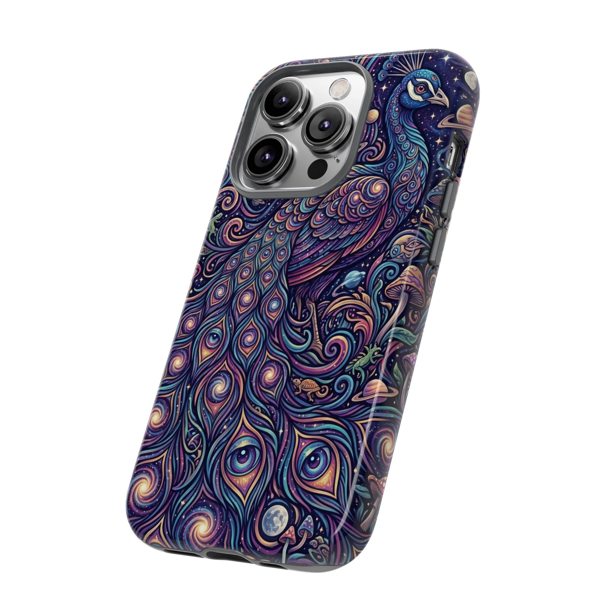 Peacock Mandala Phone Case — Protective Tough Case with Mystic Boho Design