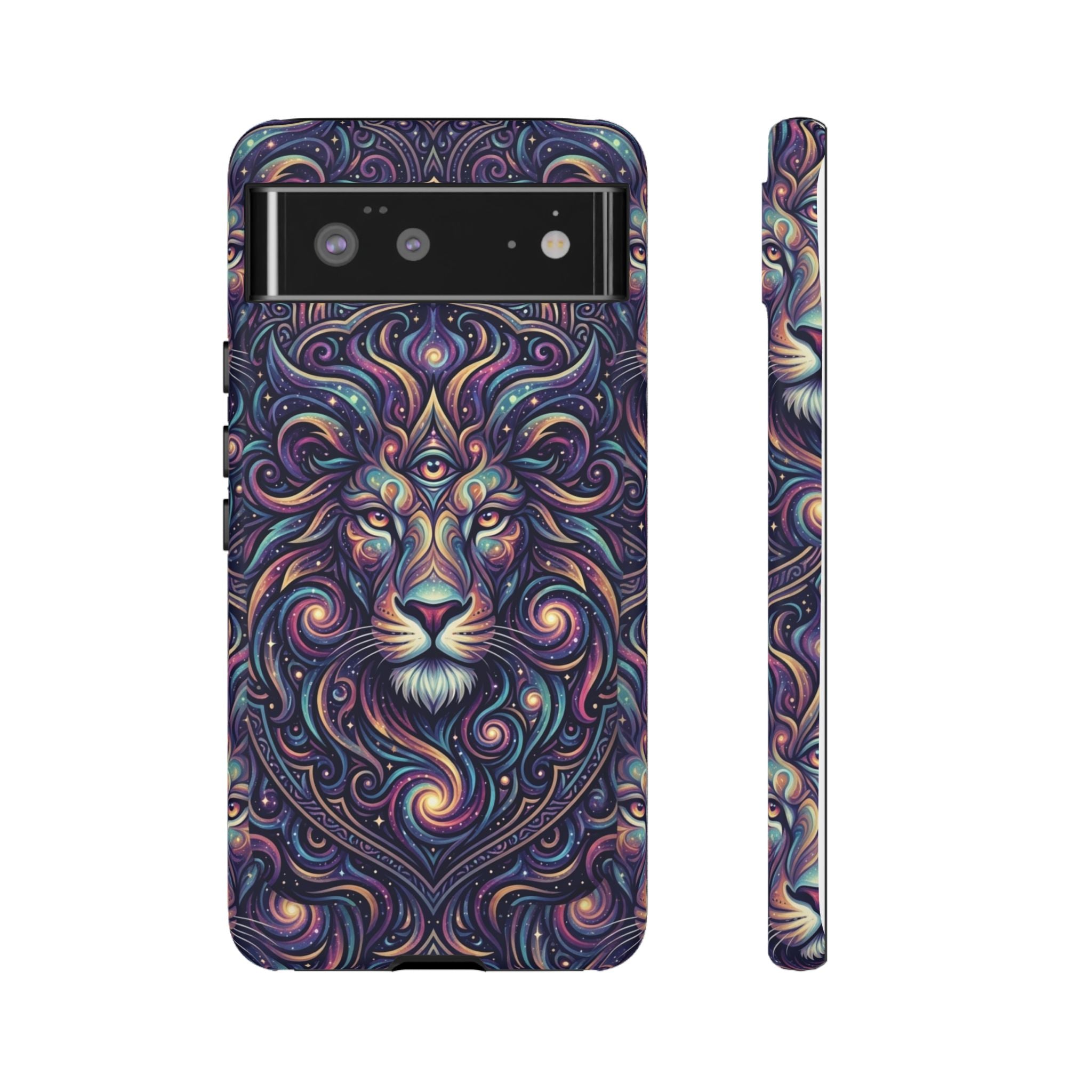 Lion Mandala Phone Case — Psychedelic Swirl Protective Cover