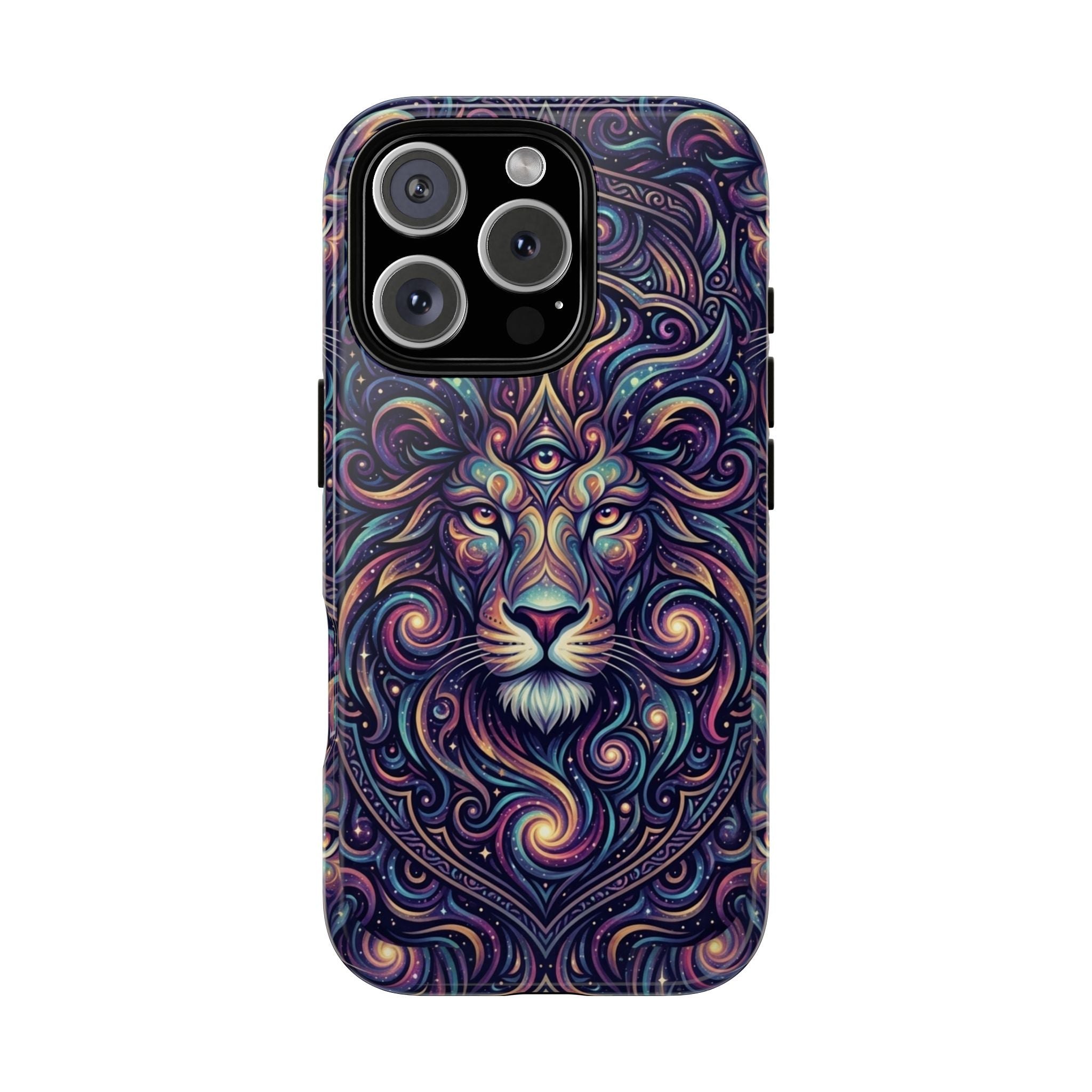 Lion Mandala Phone Case — Psychedelic Swirl Protective Cover