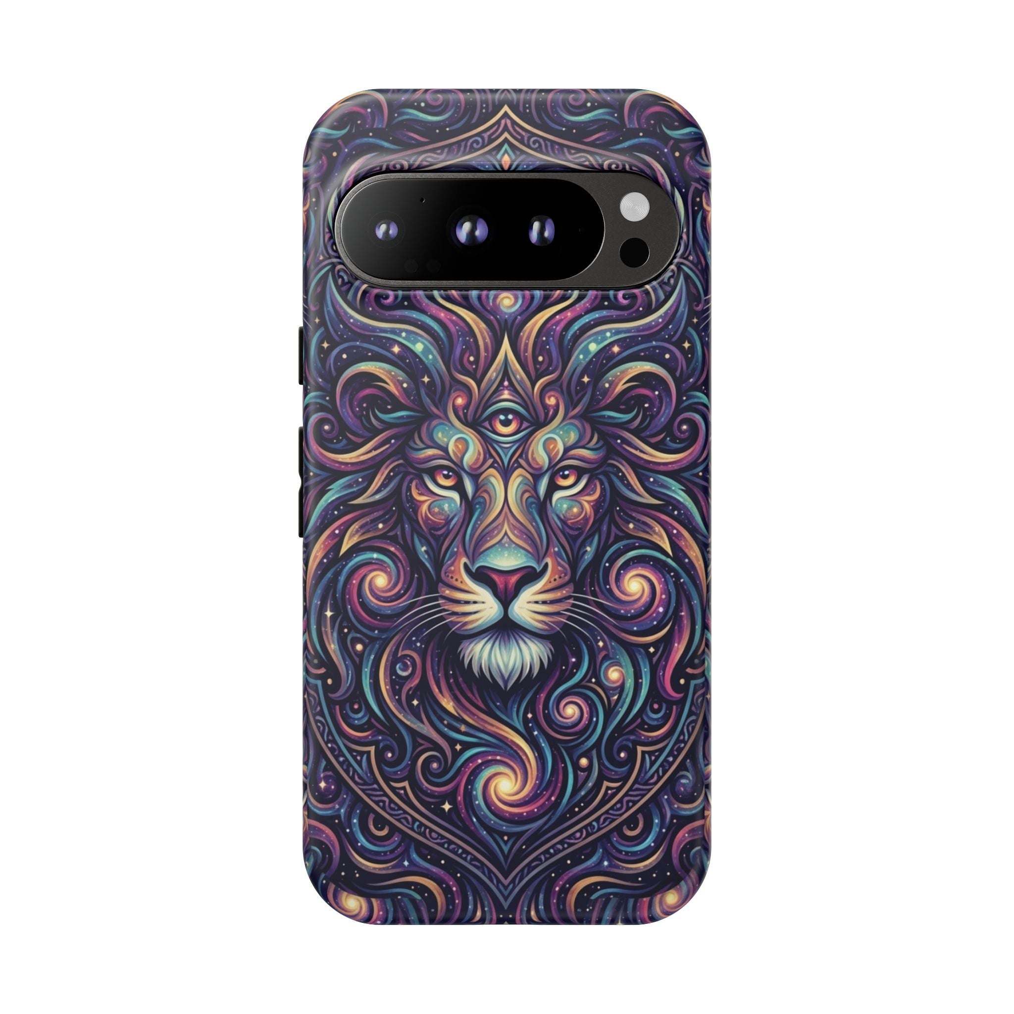 Lion Mandala Phone Case — Psychedelic Swirl Protective Cover