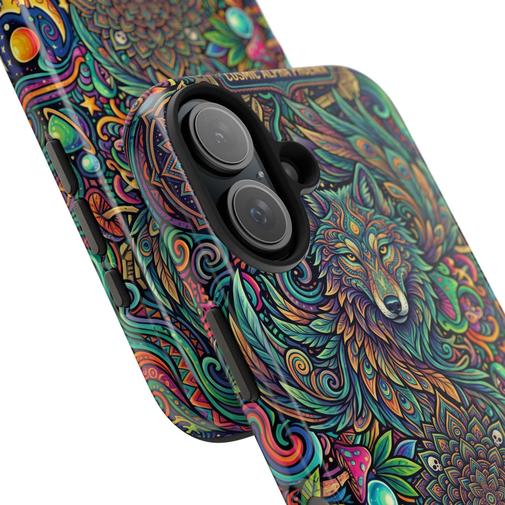 Wolf Mandala Tough Phone Case — Boho Psychedelic Protective Phone Cover