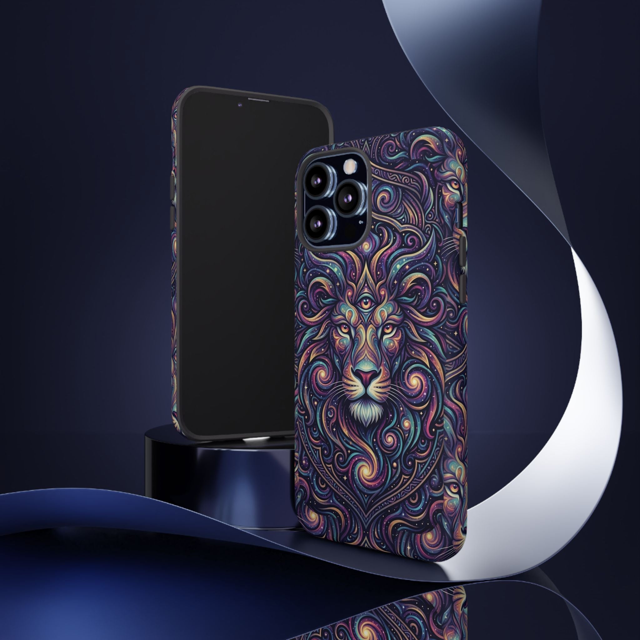 Lion Mandala Phone Case — Psychedelic Swirl Protective Cover