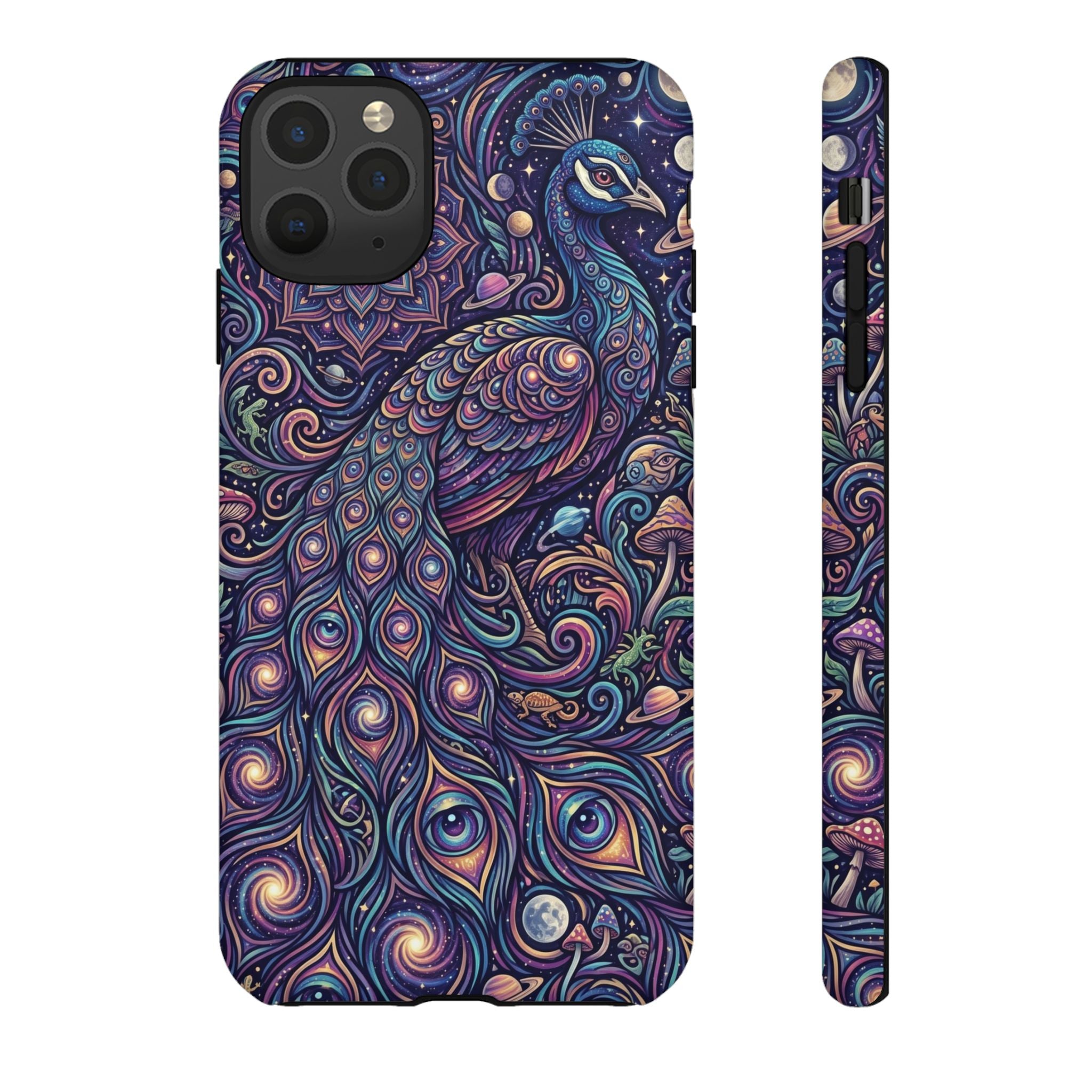 Peacock Mandala Phone Case — Protective Tough Case with Mystic Boho Design