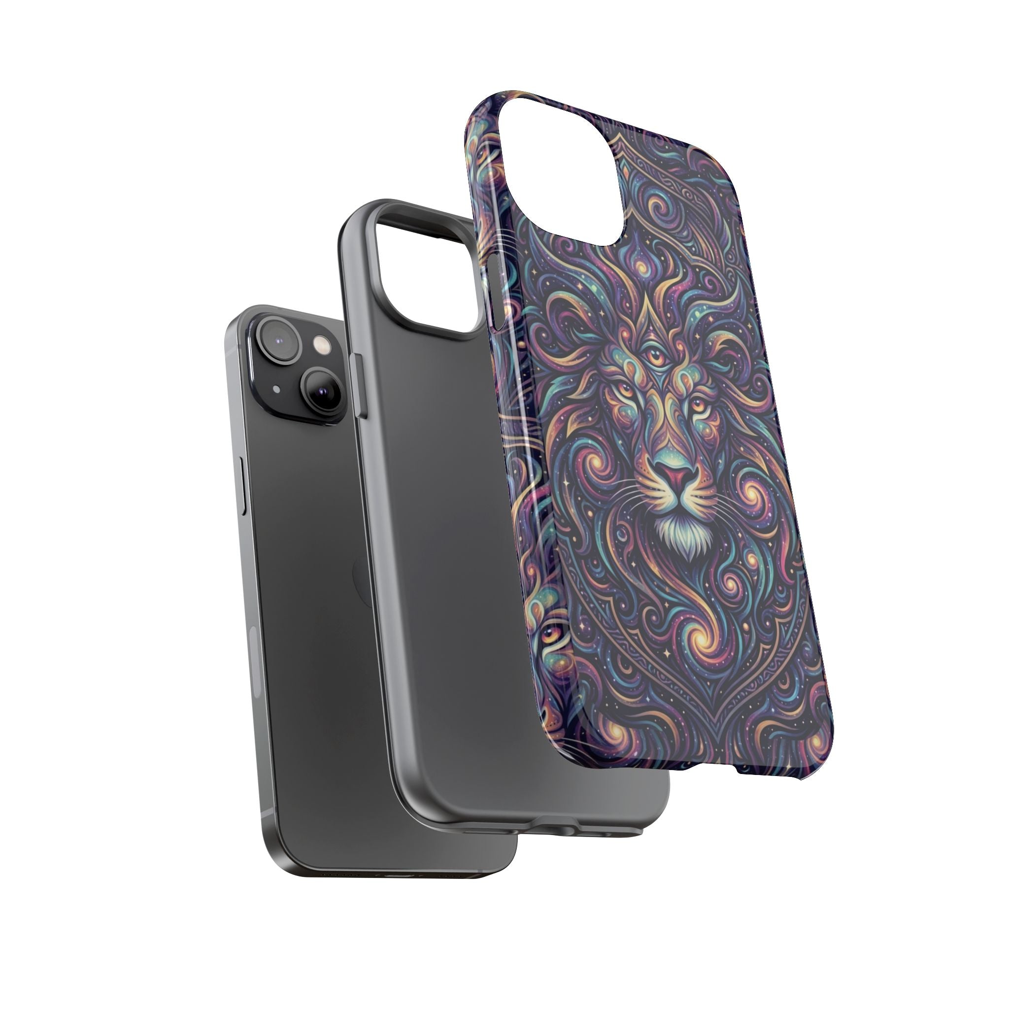 Lion Mandala Phone Case — Psychedelic Swirl Protective Cover