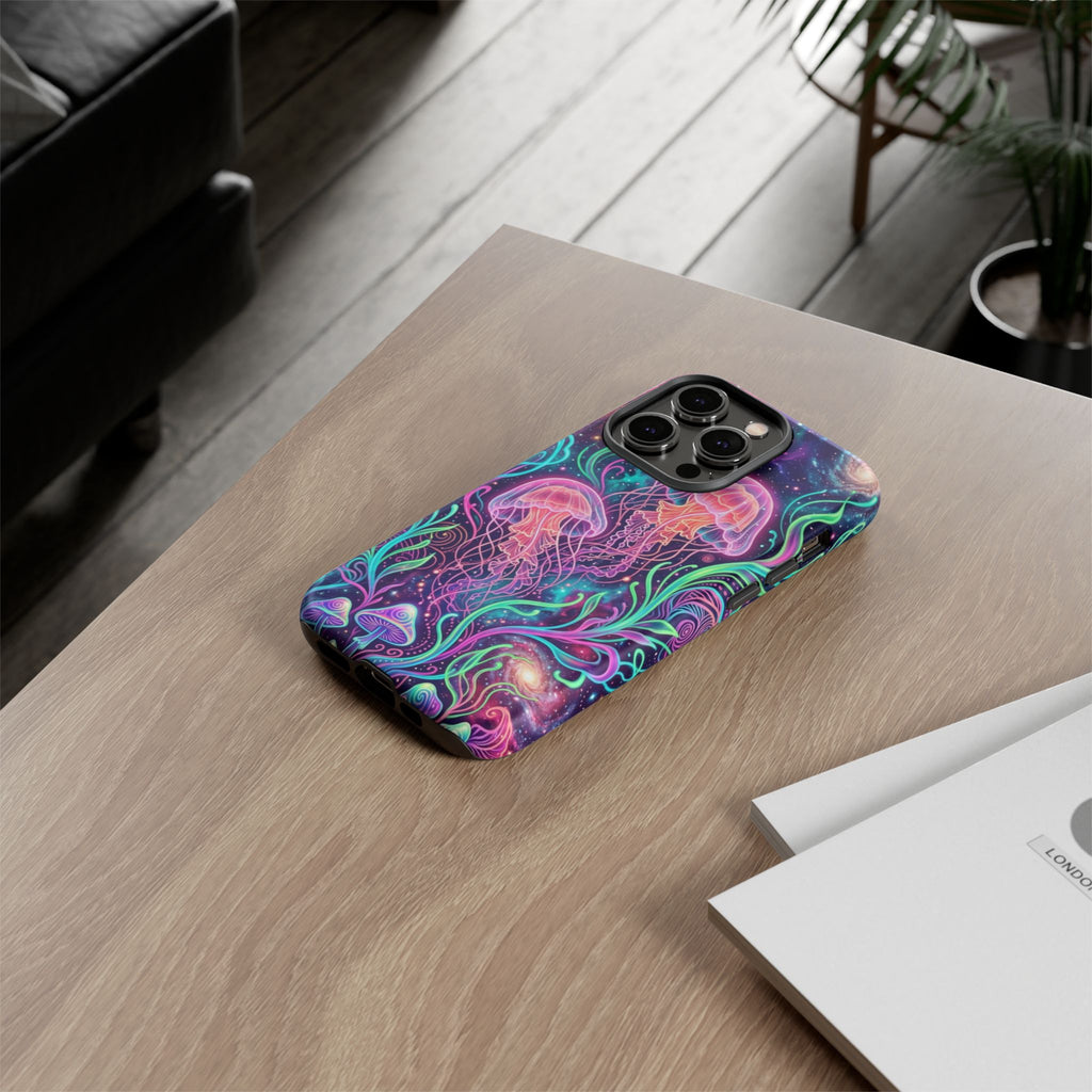 Jellyfish Galaxy Phone Case – Neon Sea Mushroom Tough Case