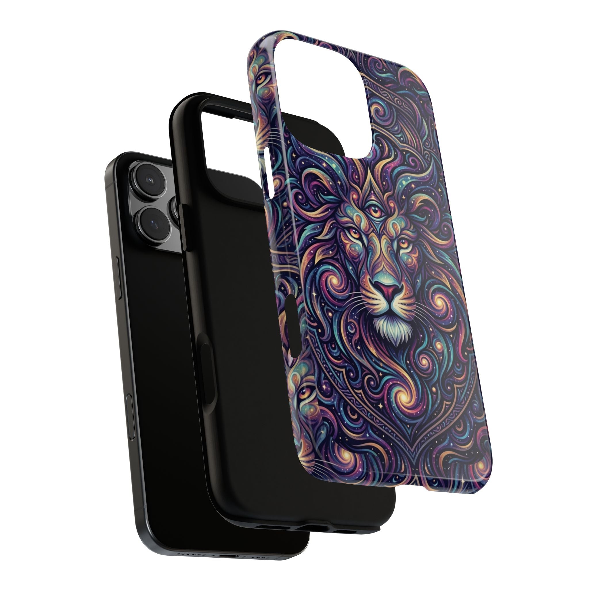 Lion Mandala Phone Case — Psychedelic Swirl Protective Cover