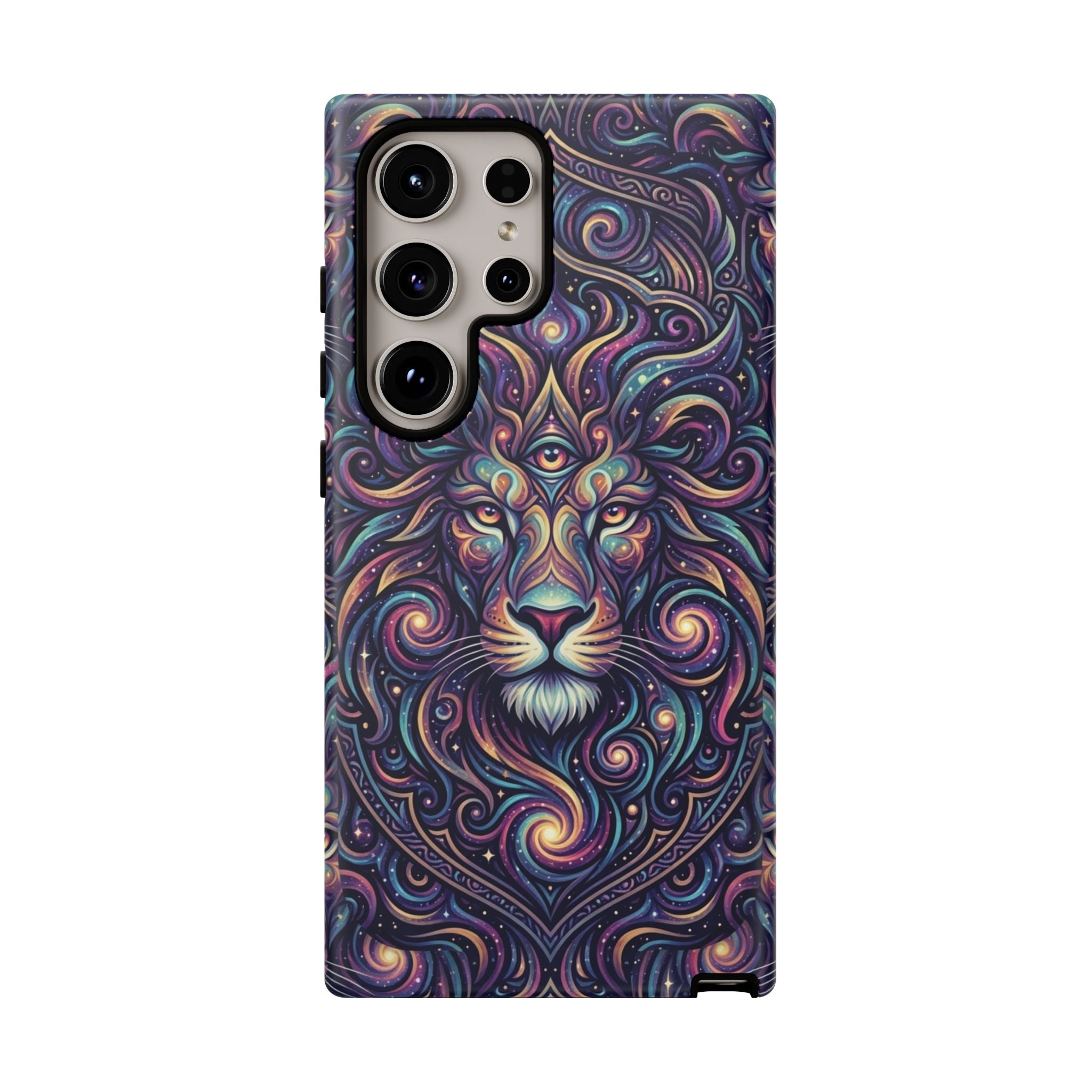 Lion Mandala Phone Case — Psychedelic Swirl Protective Cover