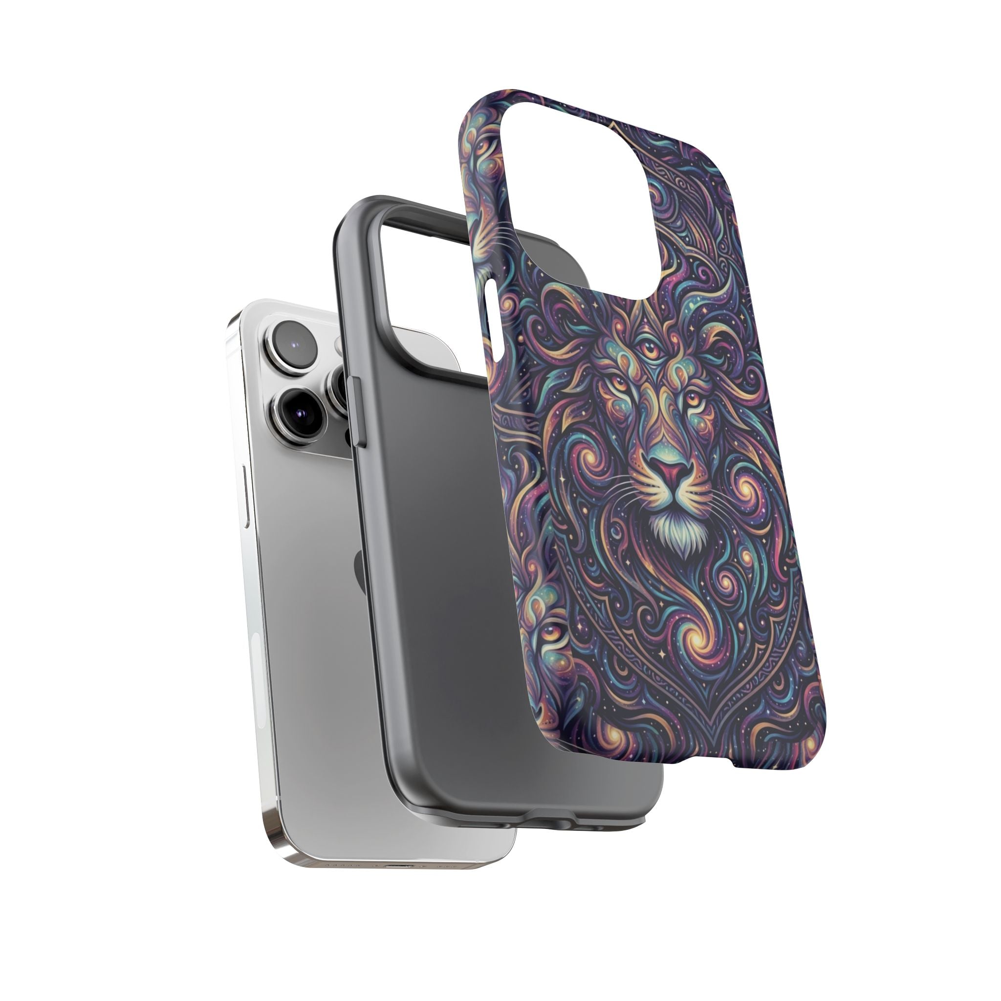 Lion Mandala Phone Case — Psychedelic Swirl Protective Cover