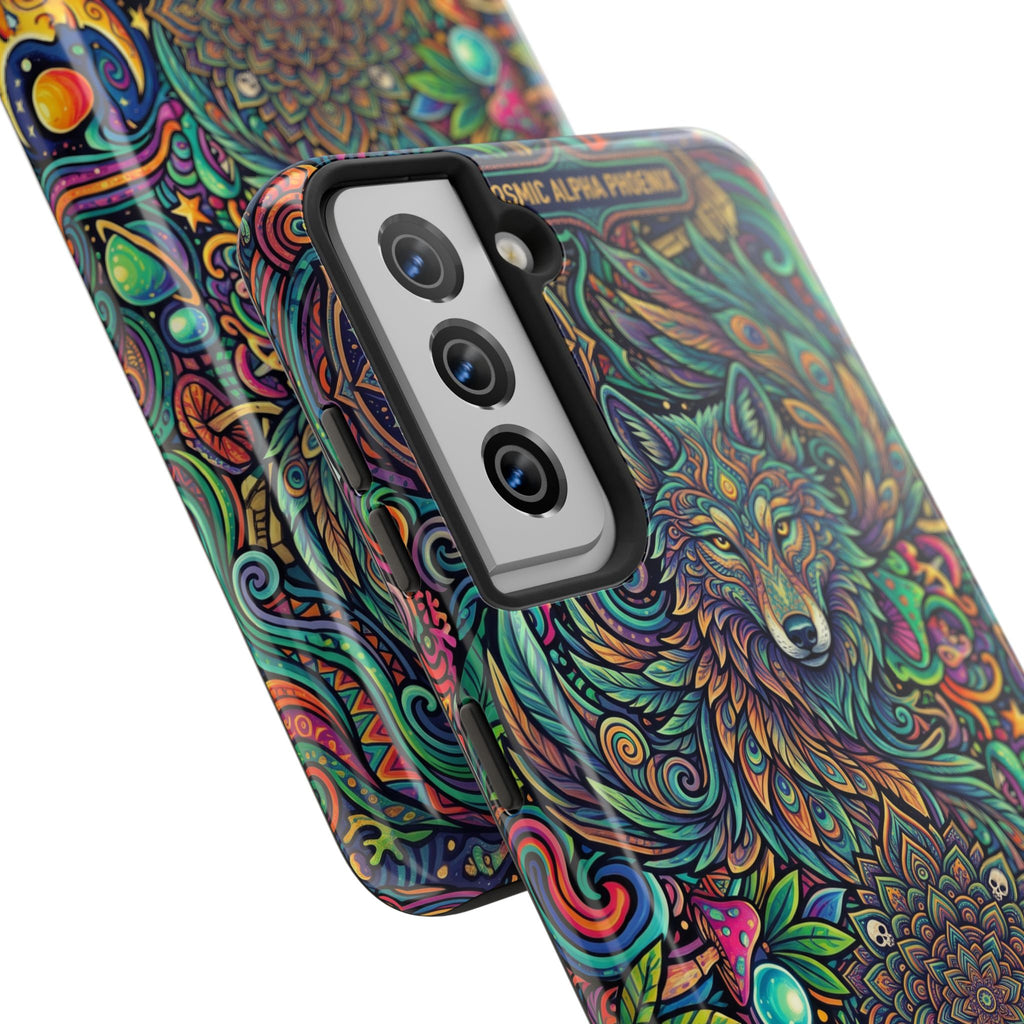 Wolf Mandala Tough Phone Case — Boho Psychedelic Protective Phone Cover