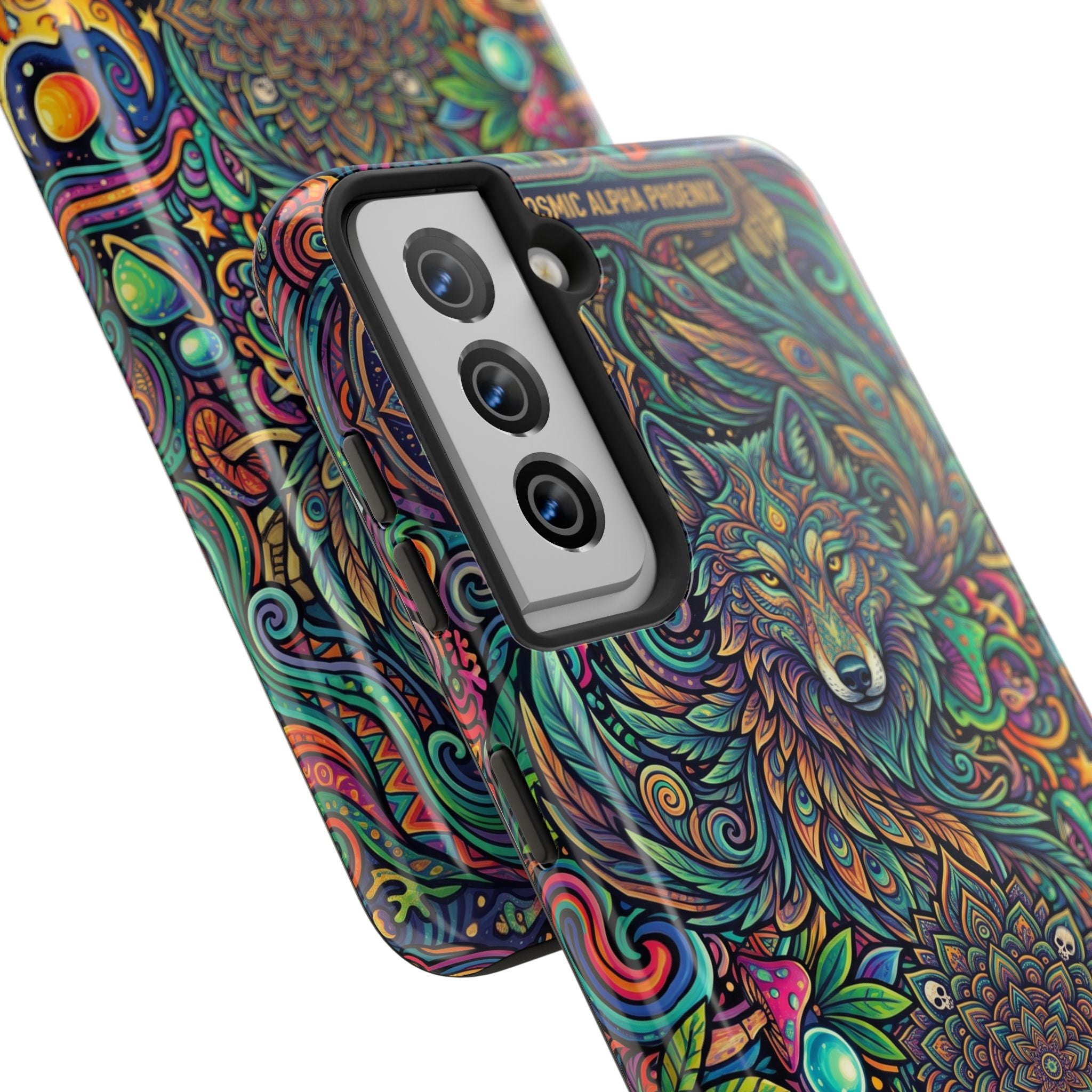 Wolf Mandala Tough Phone Case — Boho Psychedelic Protective Phone Cover
