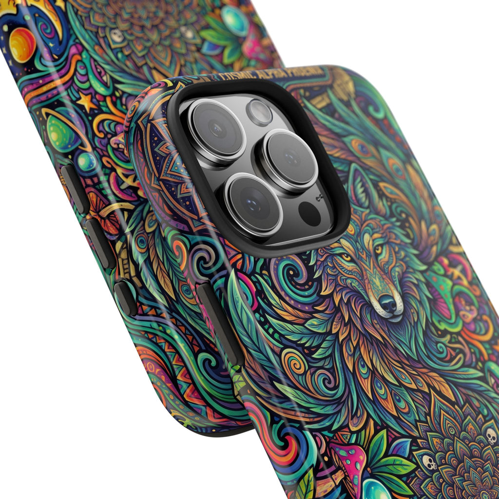 Wolf Mandala Tough Phone Case — Boho Psychedelic Protective Phone Cover