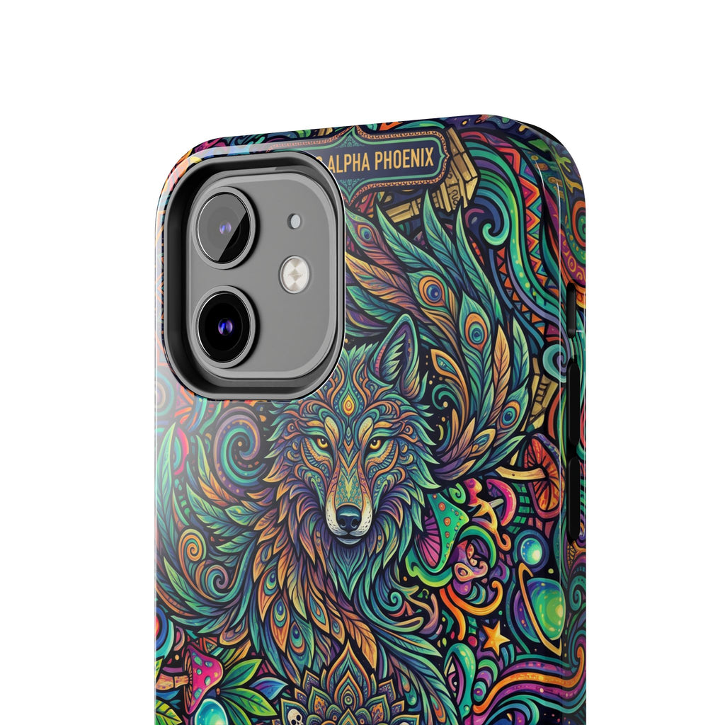 Wolf Mandala Tough Phone Case — Boho Psychedelic Protective Phone Cover