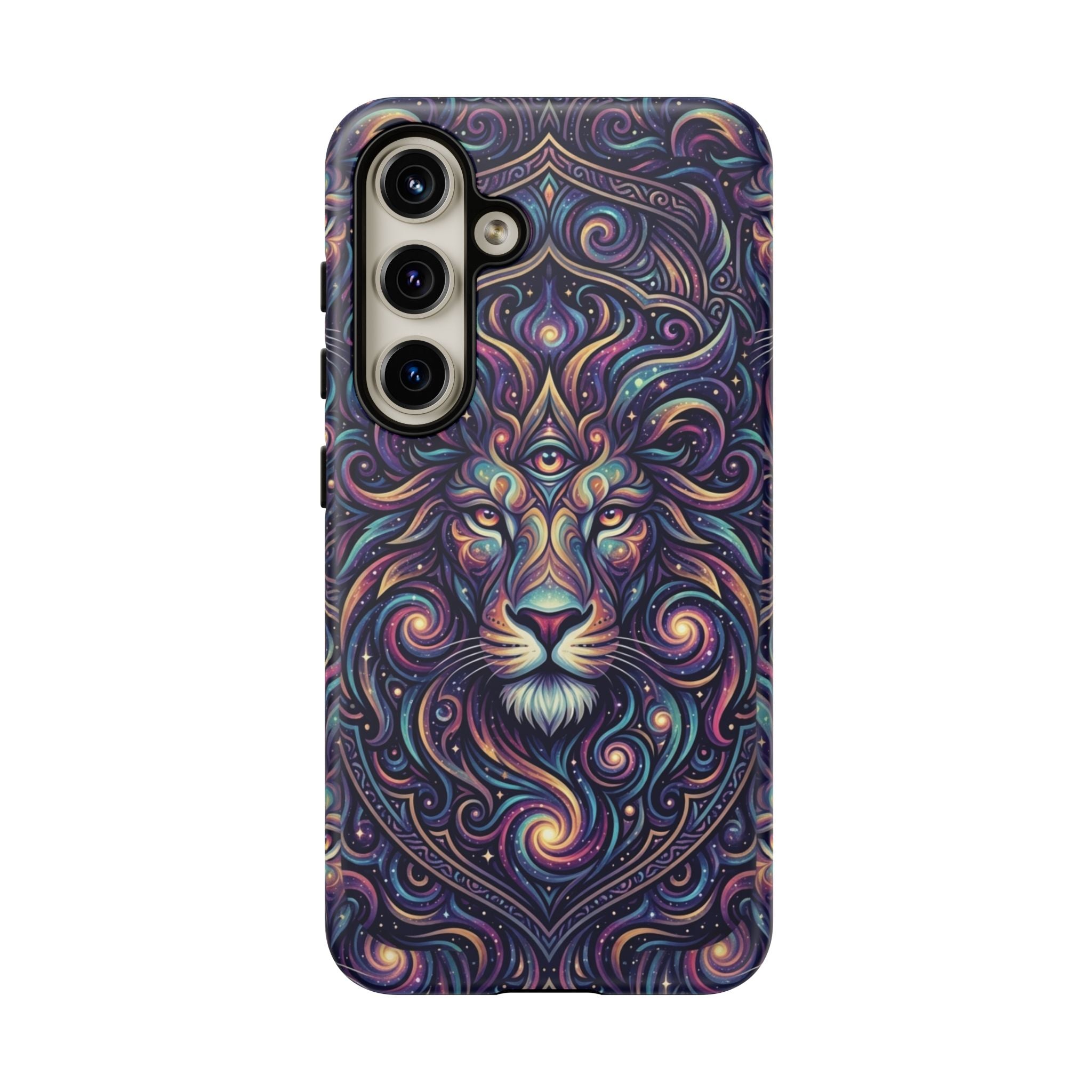 Lion Mandala Phone Case — Psychedelic Swirl Protective Cover