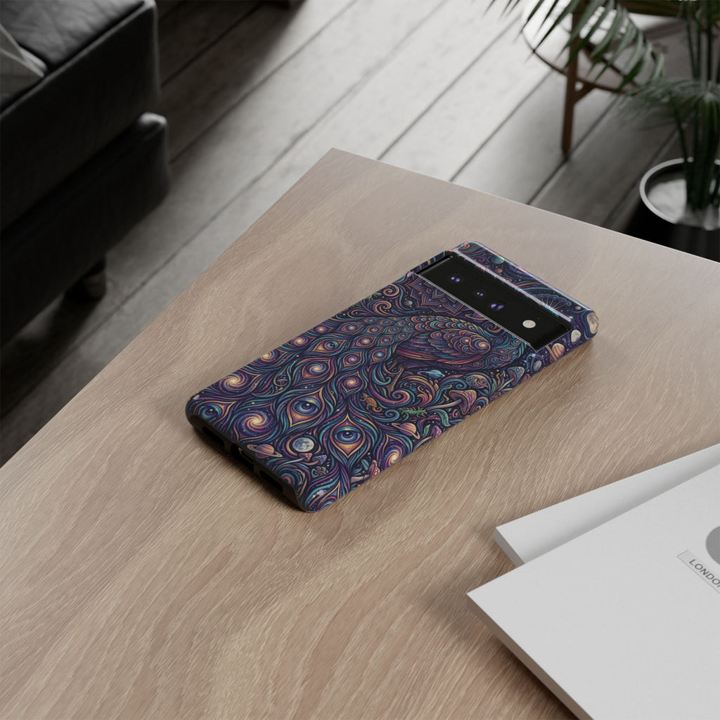 Peacock Mandala Phone Case — Protective Tough Case with Mystic Boho Design