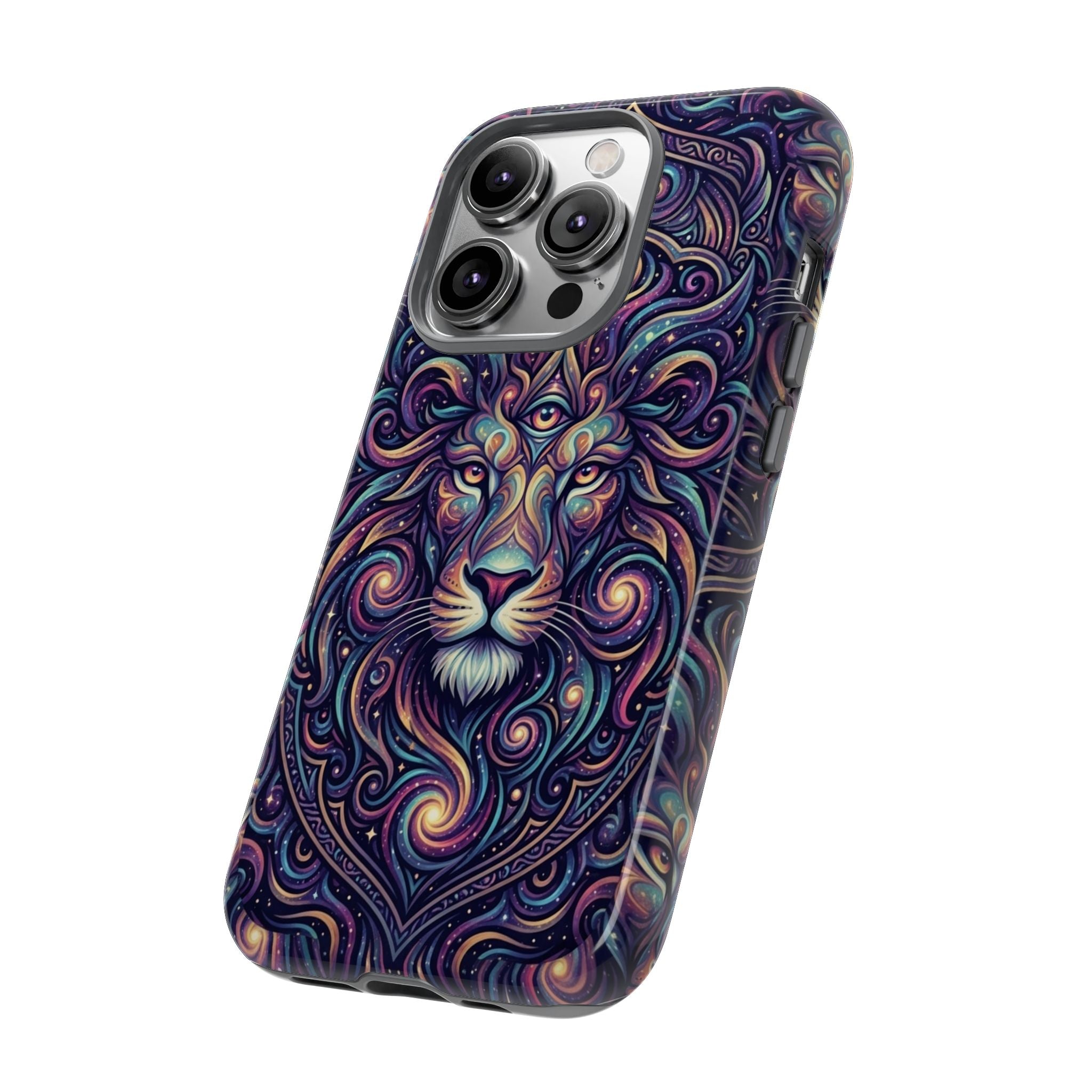 Lion Mandala Phone Case — Psychedelic Swirl Protective Cover