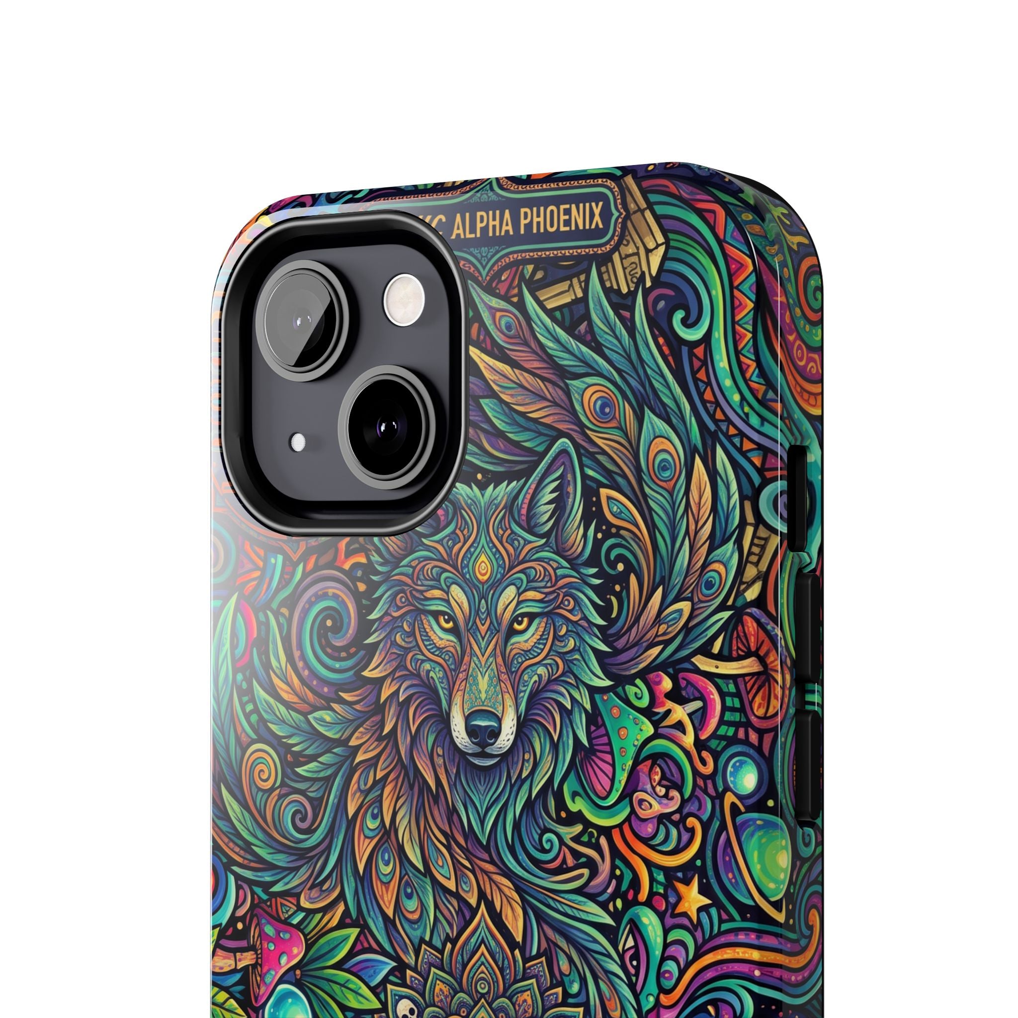 Wolf Mandala Tough Phone Case — Boho Psychedelic Protective Phone Cover