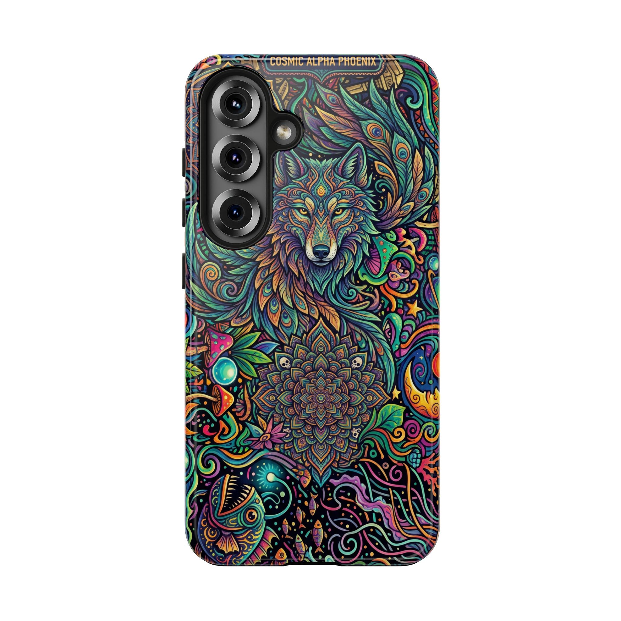 Wolf Mandala Tough Phone Case — Boho Psychedelic Protective Phone Cover