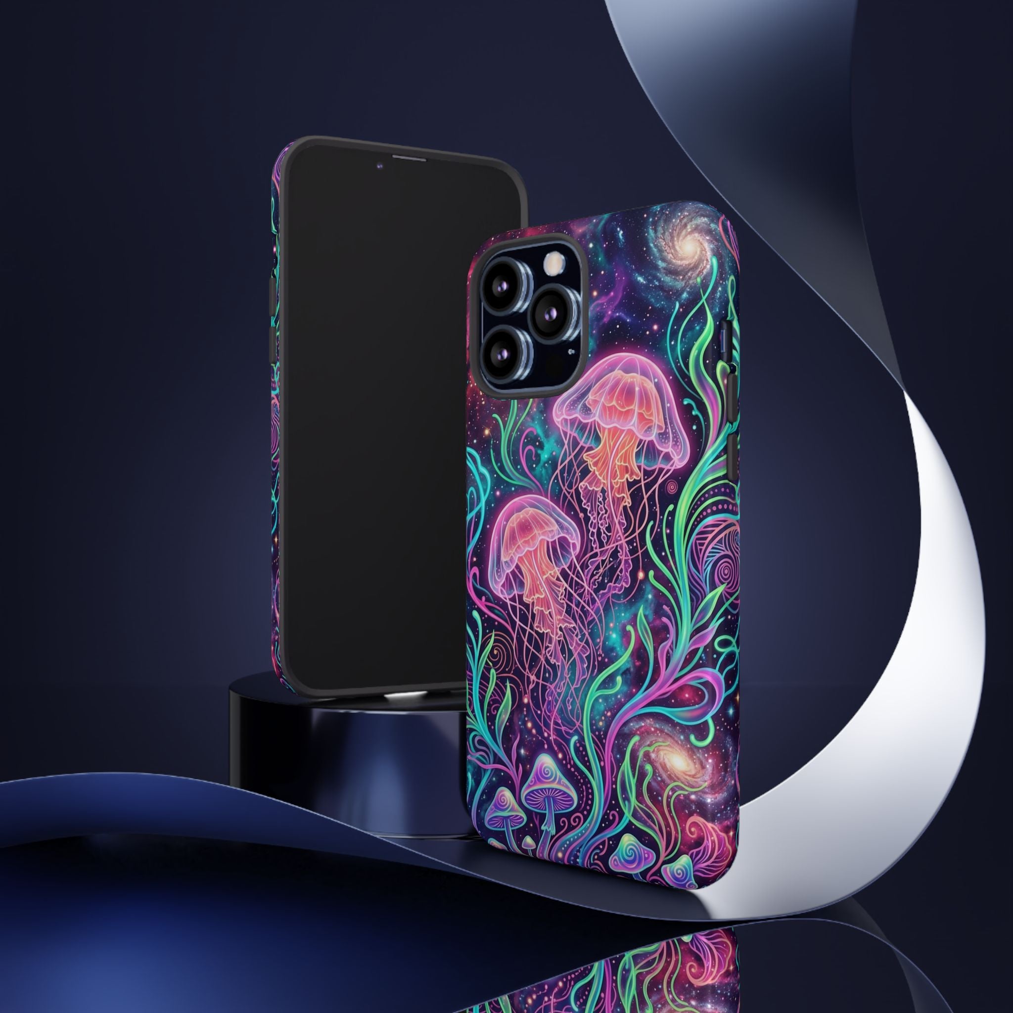 Jellyfish Galaxy Phone Case – Neon Sea Mushroom Tough Case