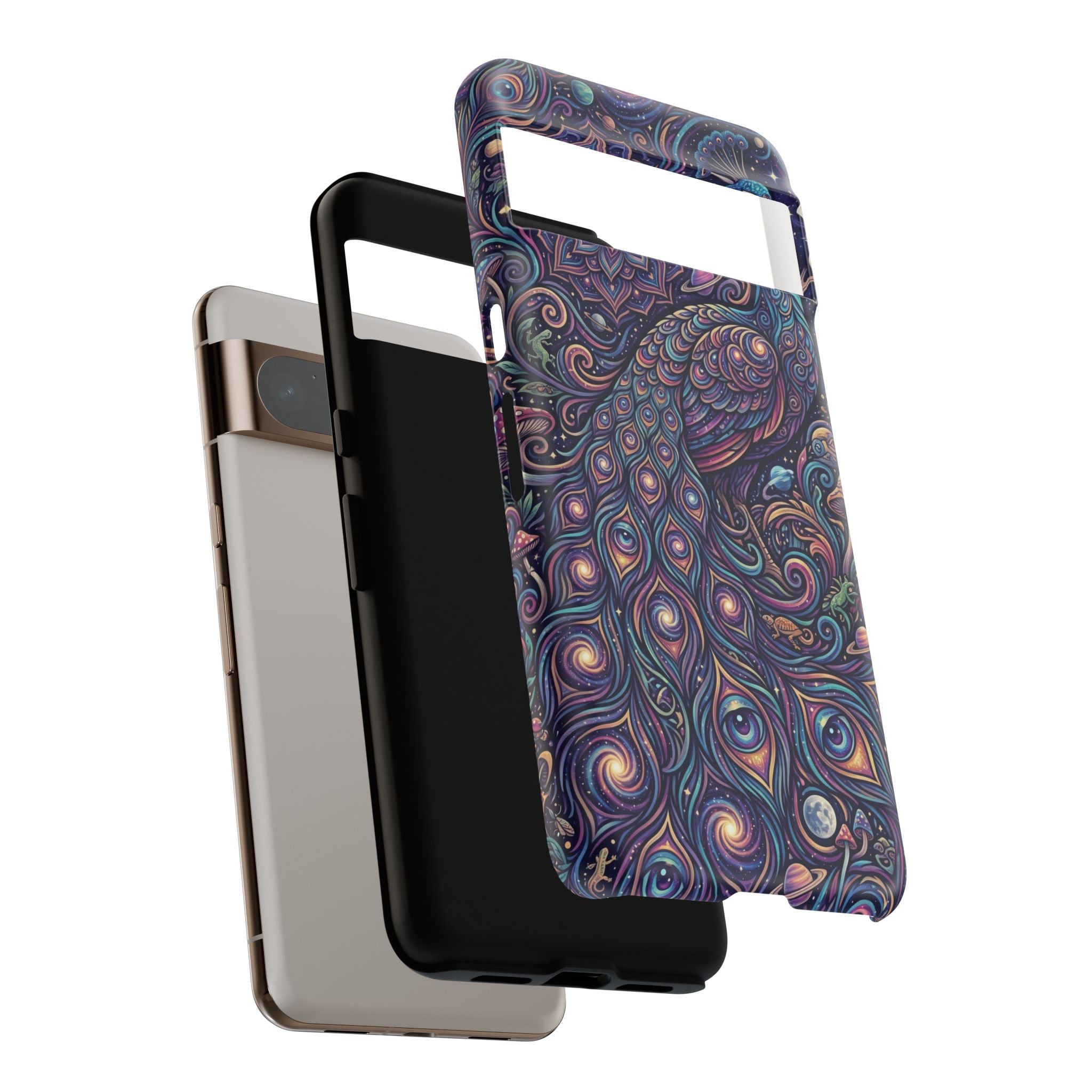 Peacock Mandala Phone Case — Protective Tough Case with Mystic Boho Design