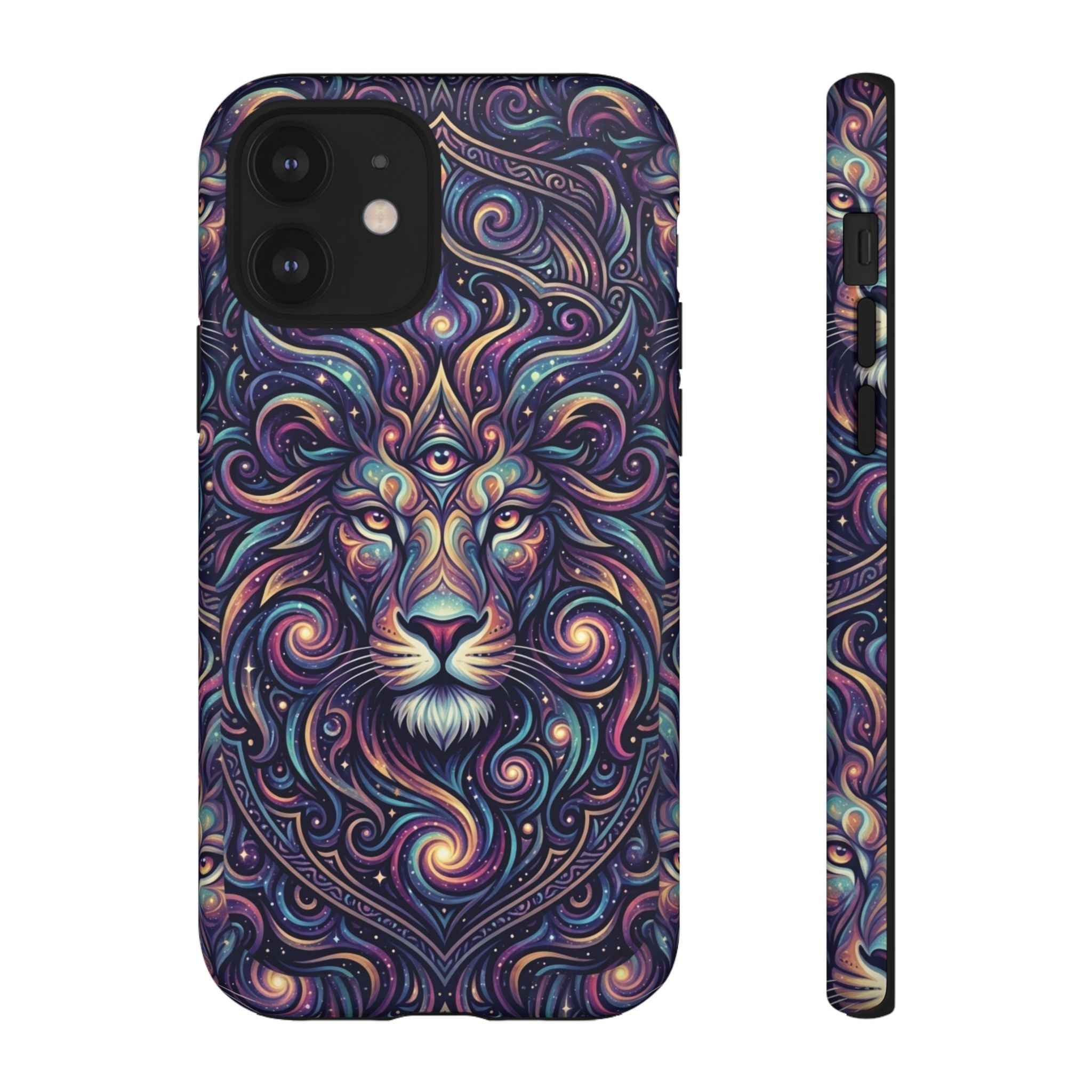Lion Mandala Phone Case — Psychedelic Swirl Protective Cover
