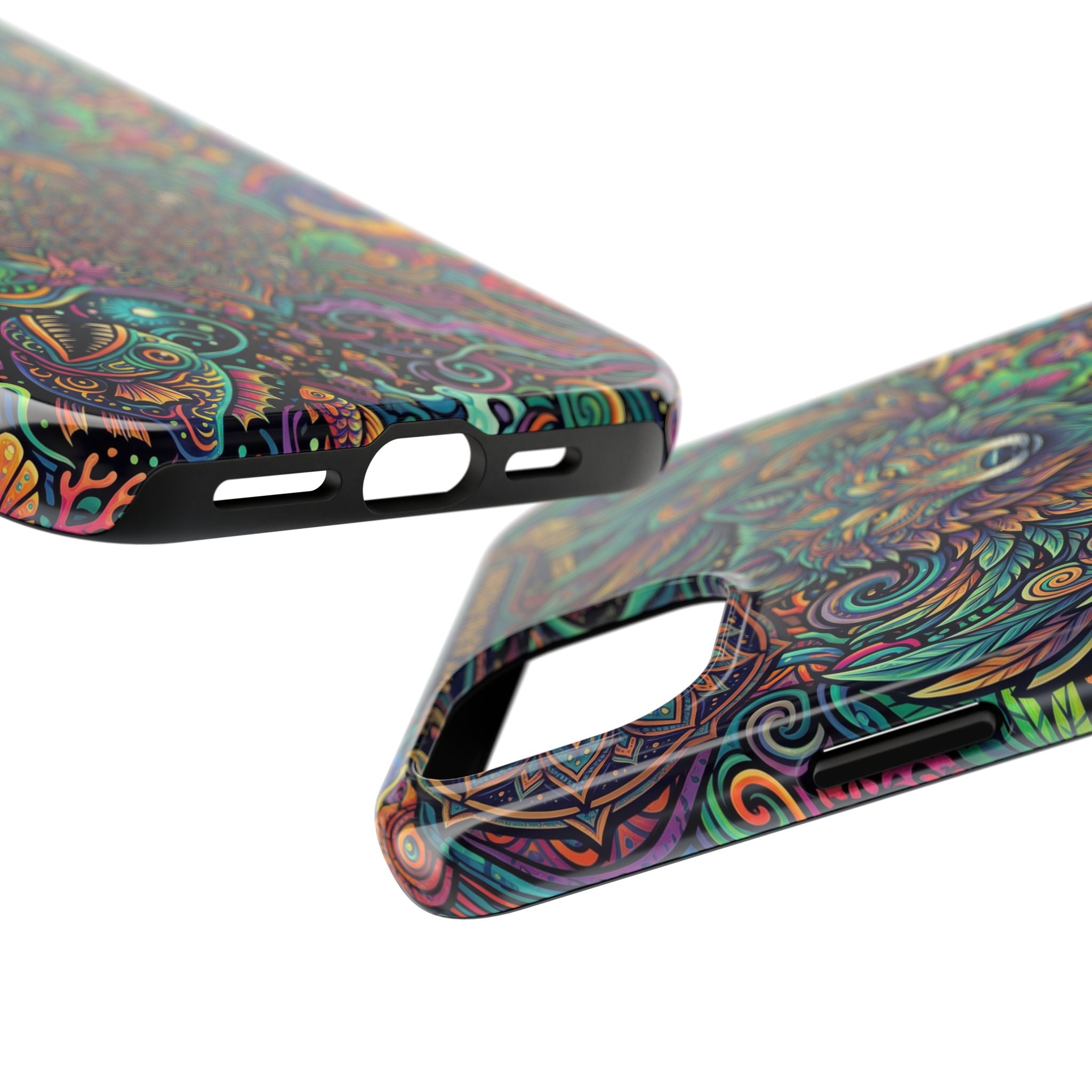 Wolf Mandala Tough Phone Case — Boho Psychedelic Protective Phone Cover