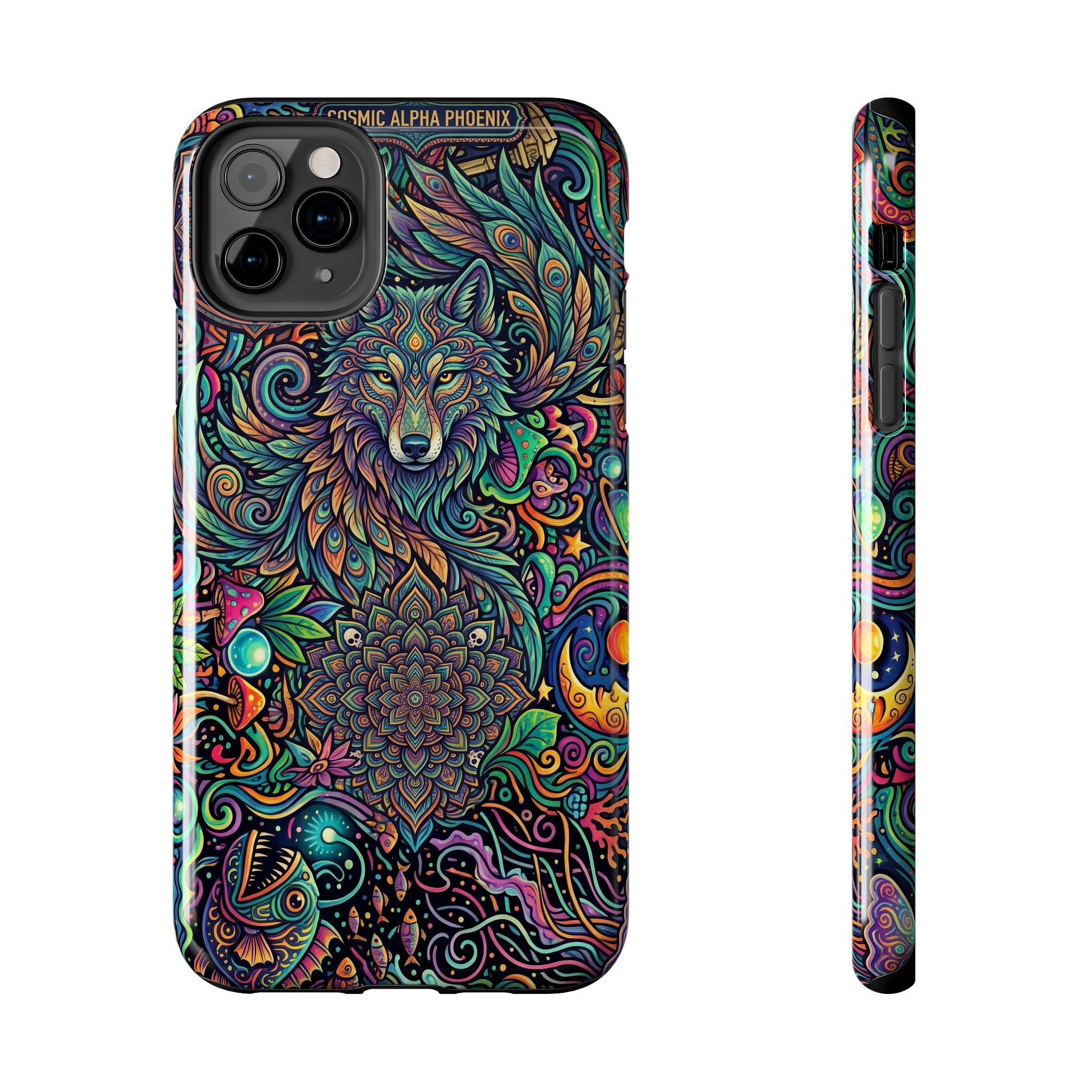 Wolf Mandala Tough Phone Case — Boho Psychedelic Protective Phone Cover