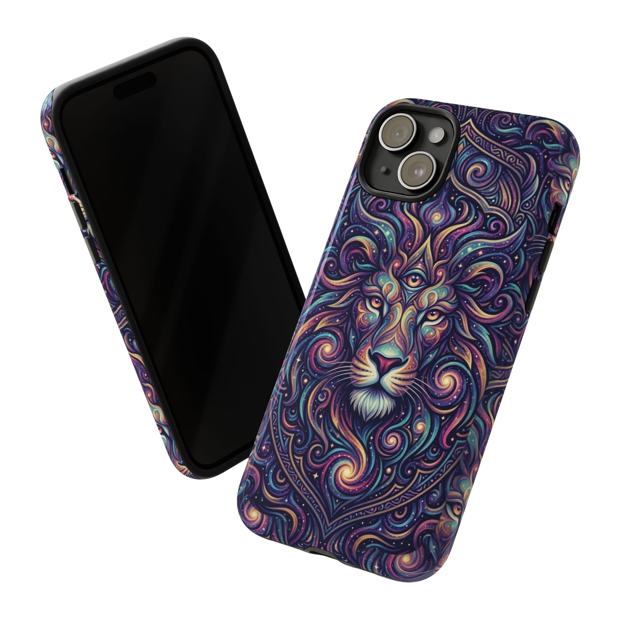Lion Mandala Phone Case — Psychedelic Swirl Protective Cover