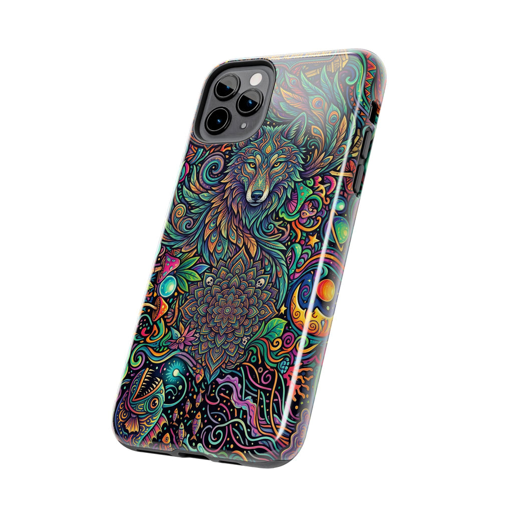 Wolf Mandala Tough Phone Case — Boho Psychedelic Protective Phone Cover