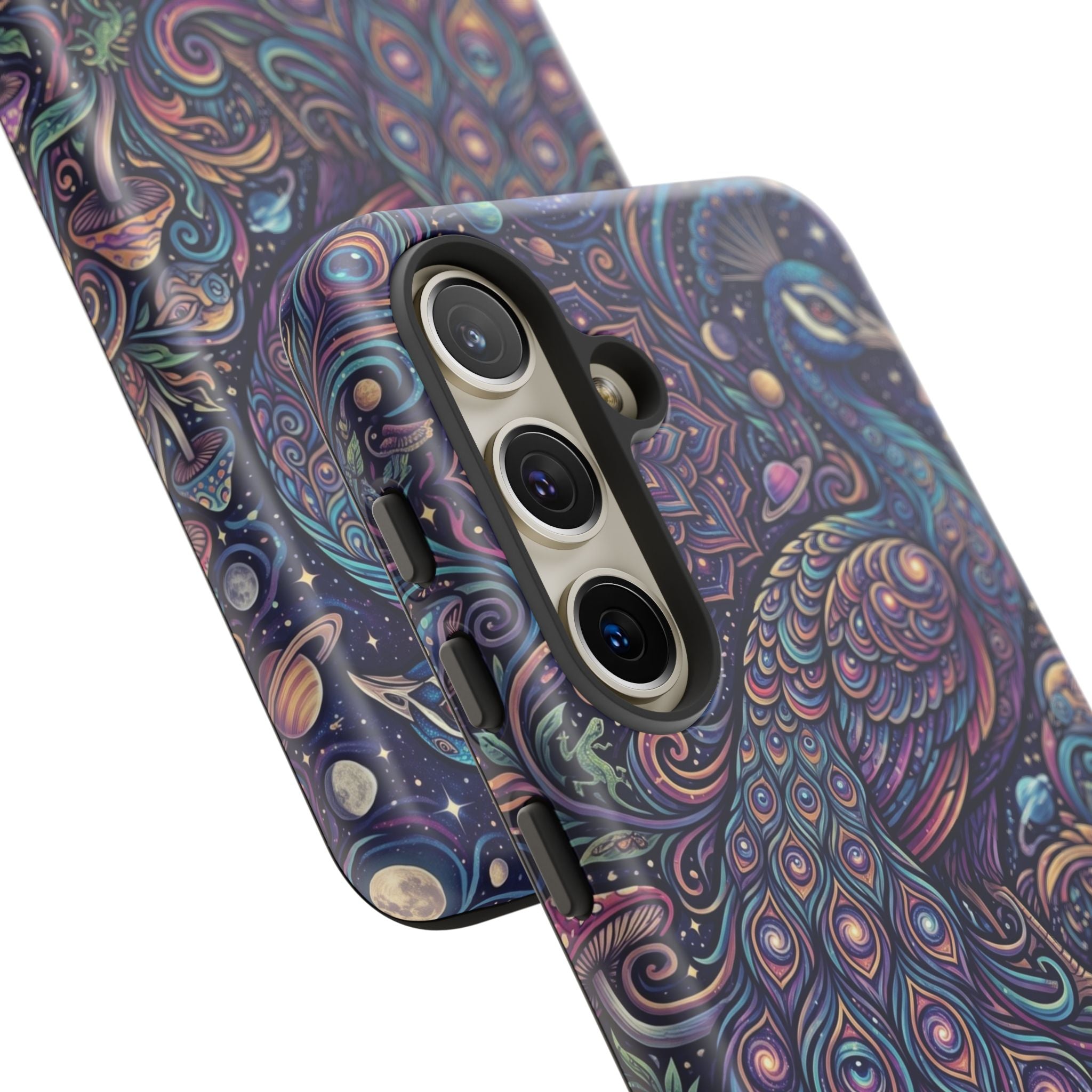 Peacock Mandala Phone Case — Protective Tough Case with Mystic Boho Design
