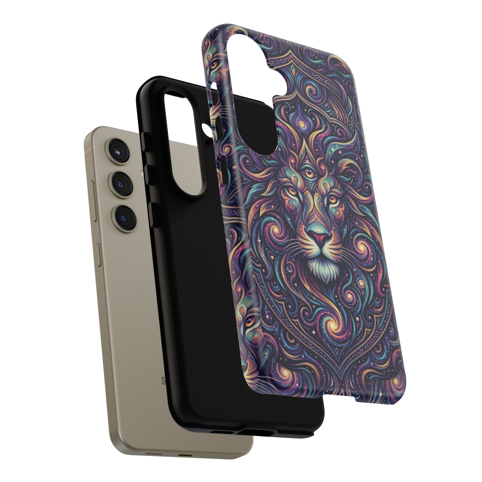 Lion Mandala Phone Case — Psychedelic Swirl Protective Cover